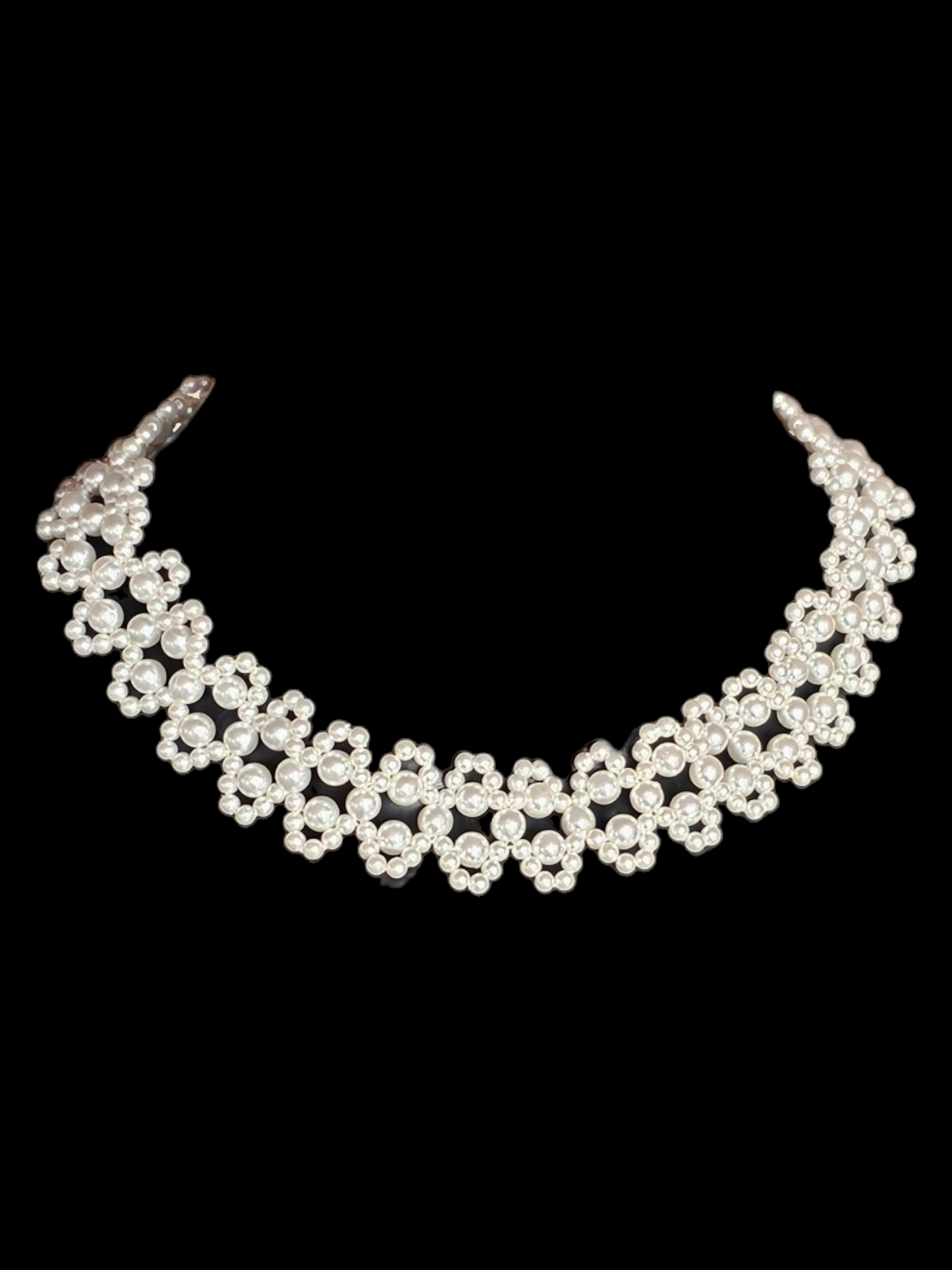 Wide Woven Pearl Collar Necklace
