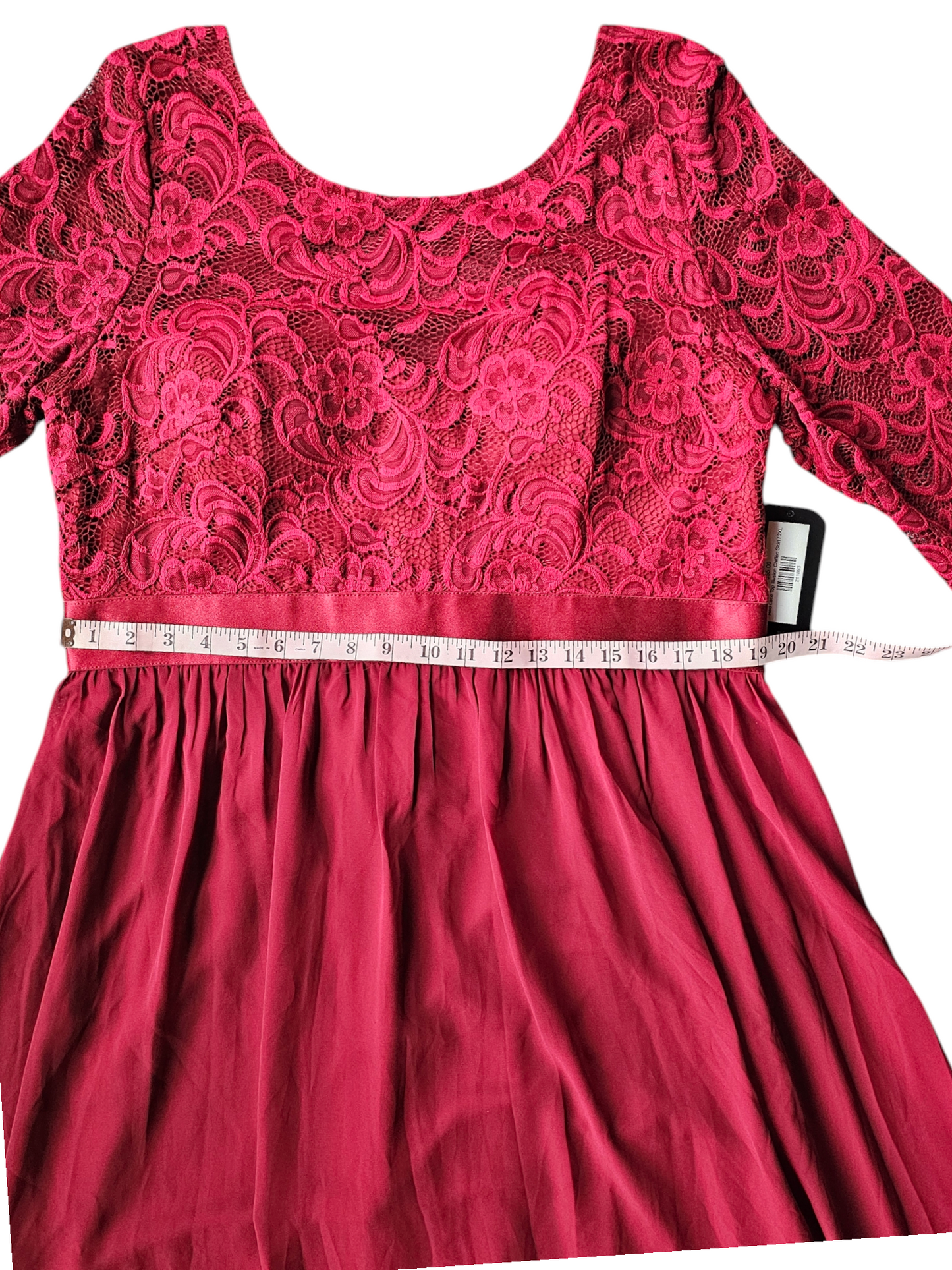 Red Illusion Lace Top Chiffon Maxi Dress - Ever Pretty