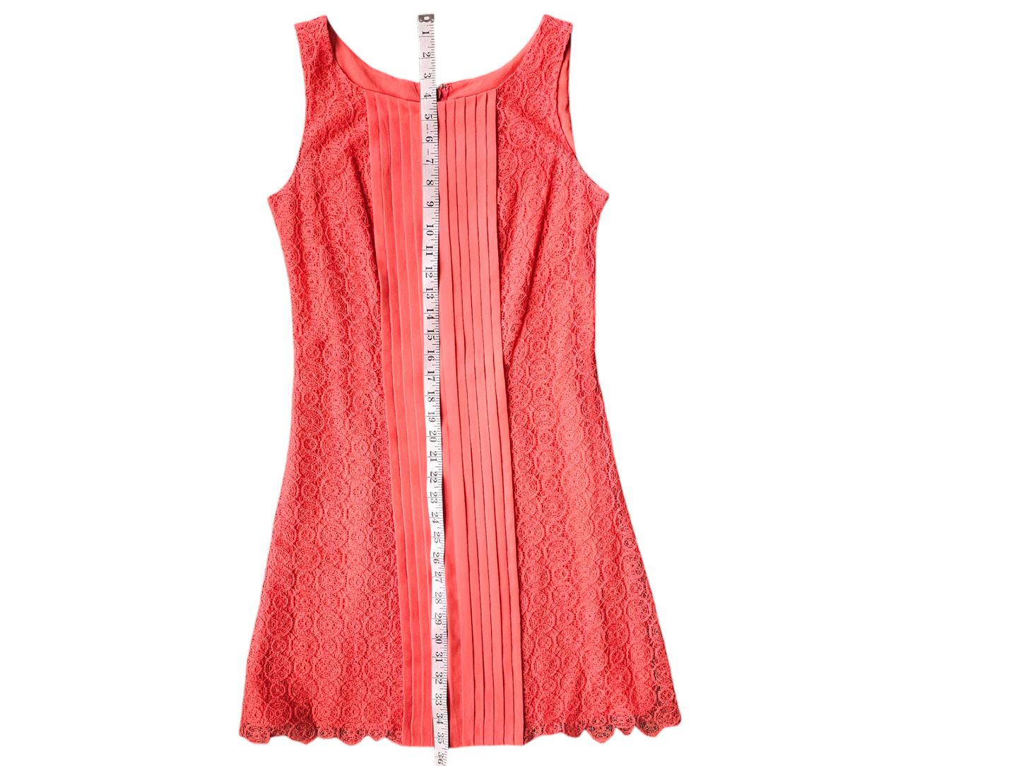 Vince Camuto Coral Woven Lace Pleat Detail Short Dress