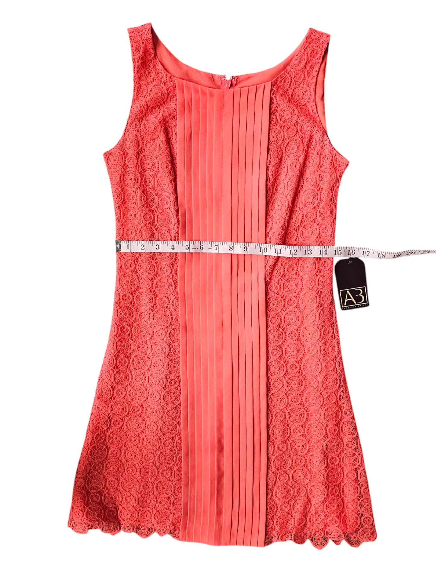Vince Camuto Coral Woven Lace Pleat Detail Short Dress