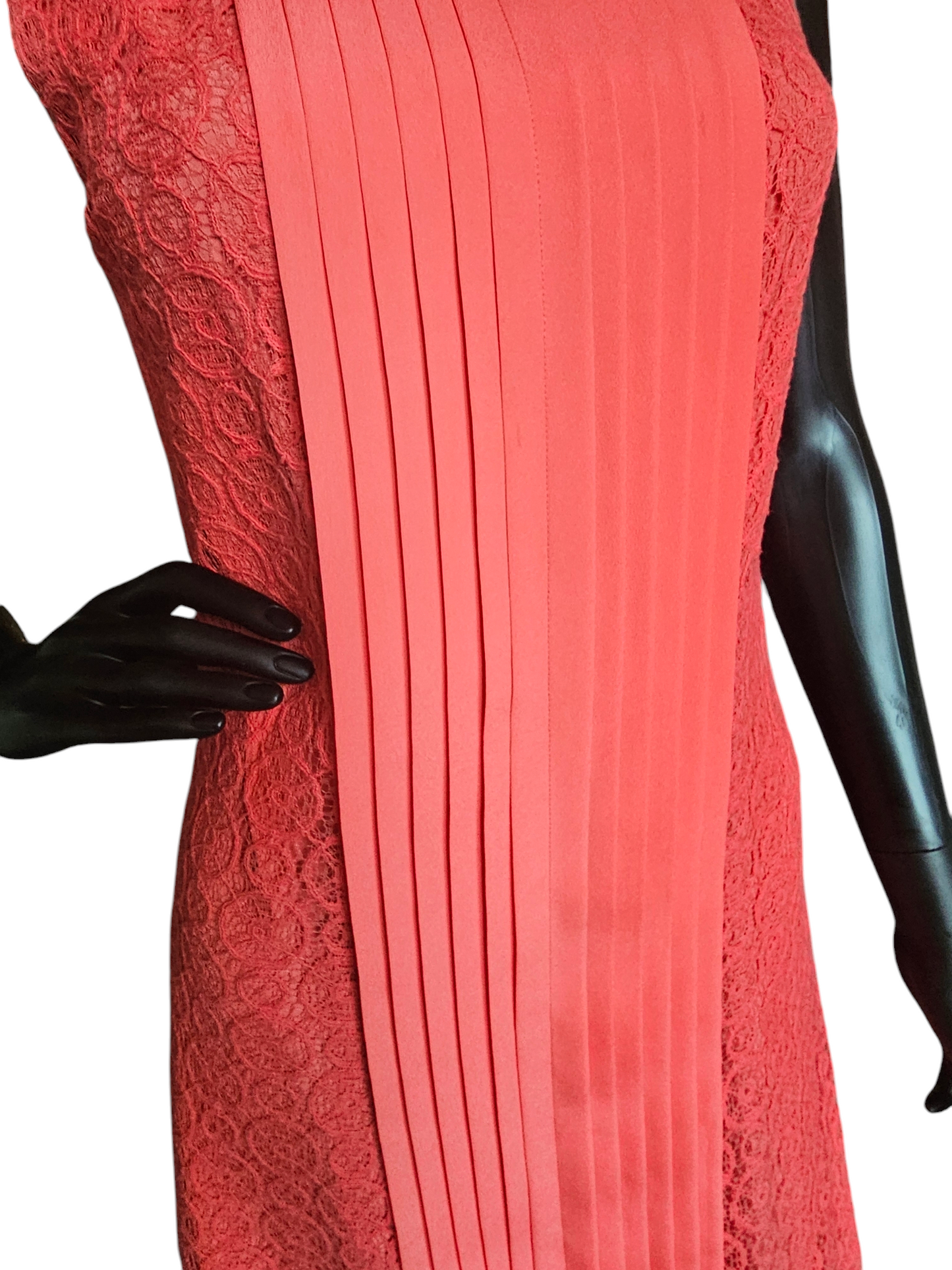 Vince Camuto Coral Woven Lace Pleat Detail Short Dress