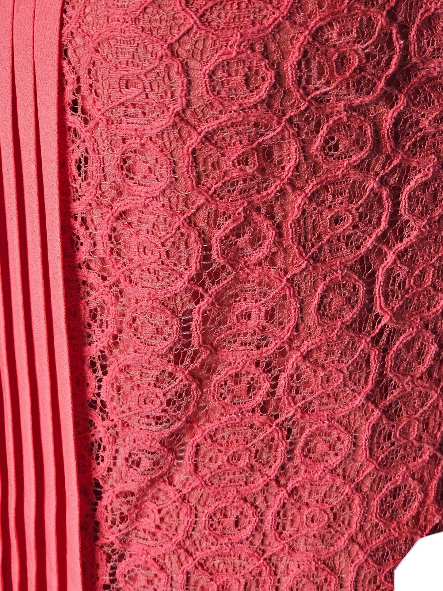 Vince Camuto Coral Woven Lace Pleat Detail Short Dress