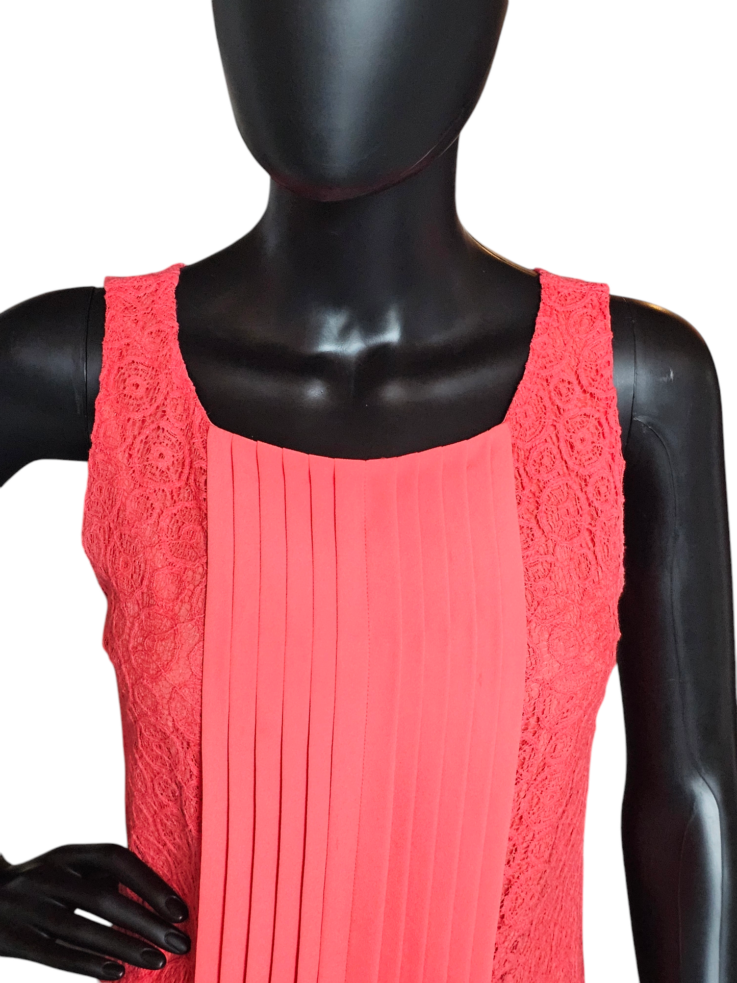 Vince Camuto Coral Woven Lace Pleat Detail Short Dress