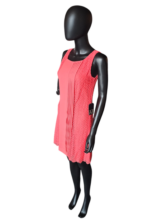 Vince Camuto Coral Woven Lace Pleat Detail Short Dress
