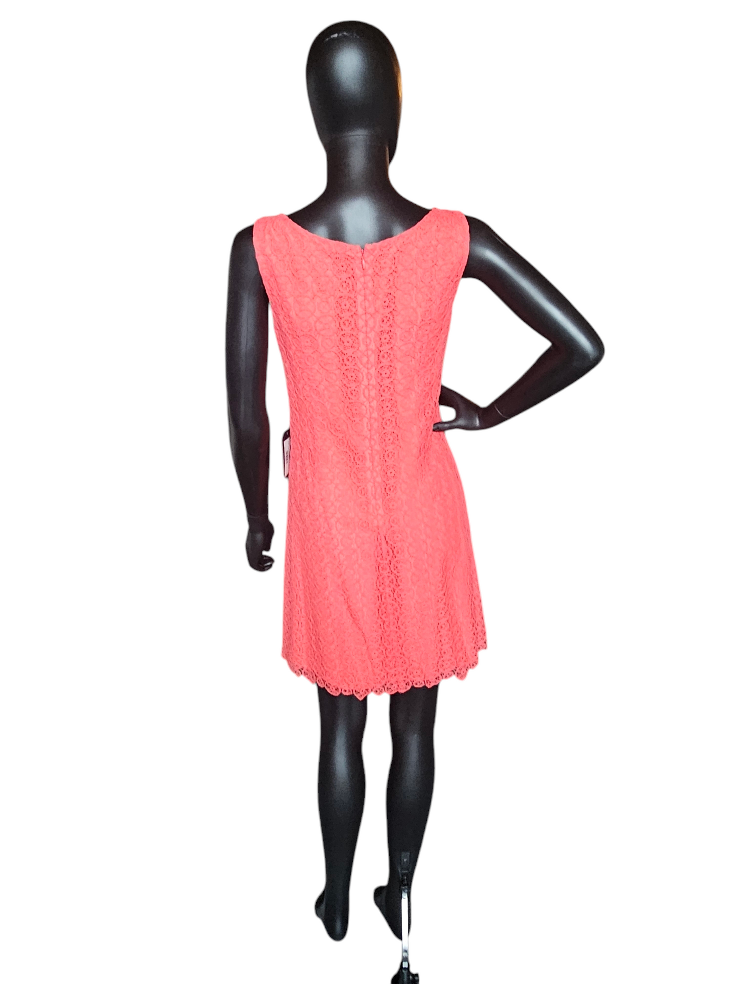 Vince Camuto Coral Woven Lace Pleat Detail Short Dress
