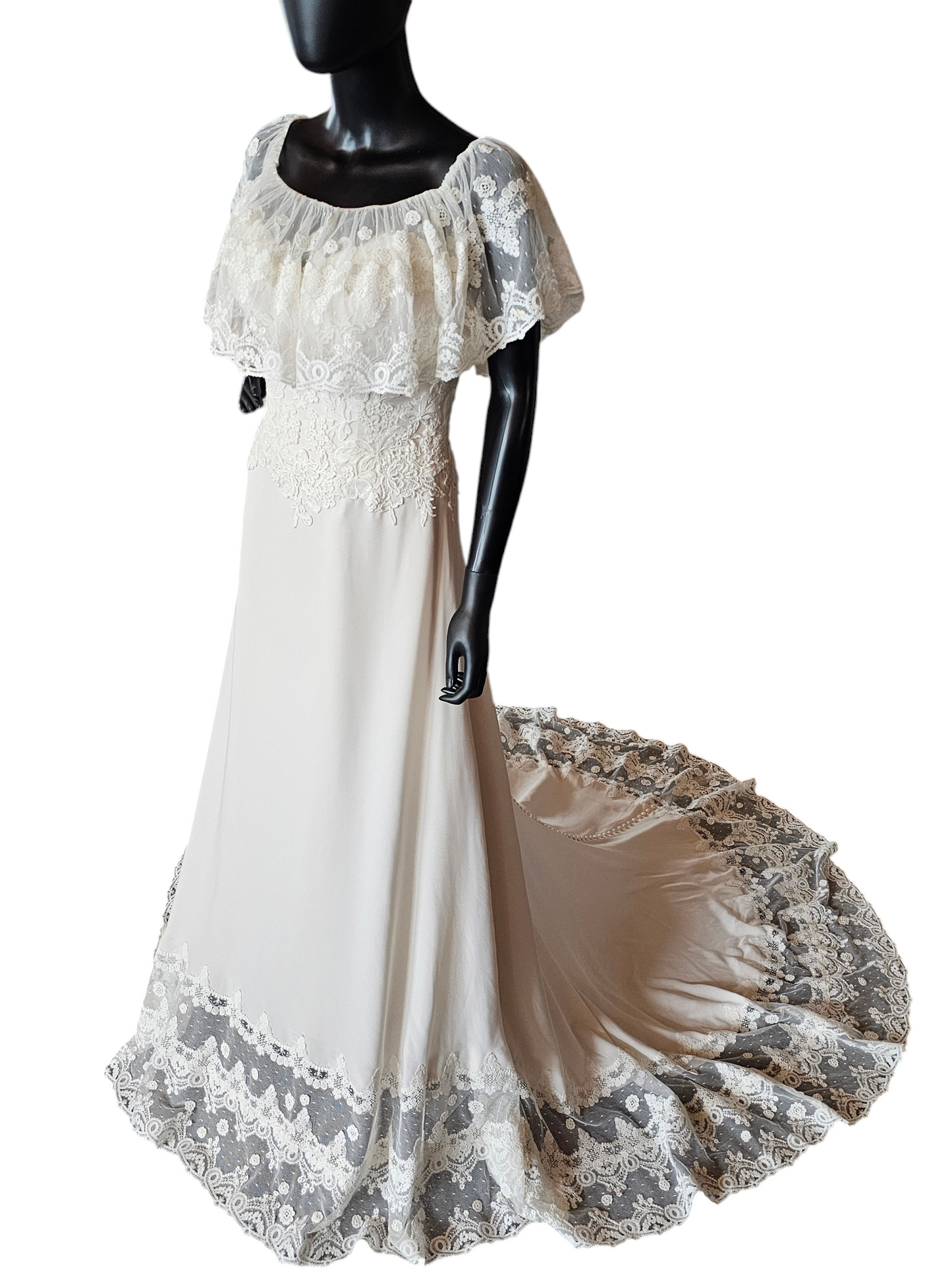 Lillian West Flutter Lace 6479LND Wedding Gown