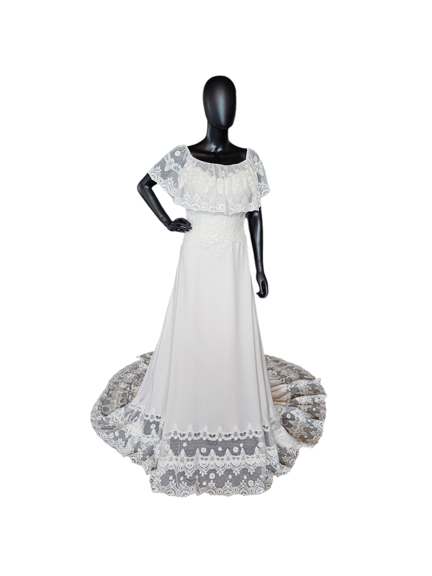 Lillian West Flutter Lace 6479LND Wedding Gown