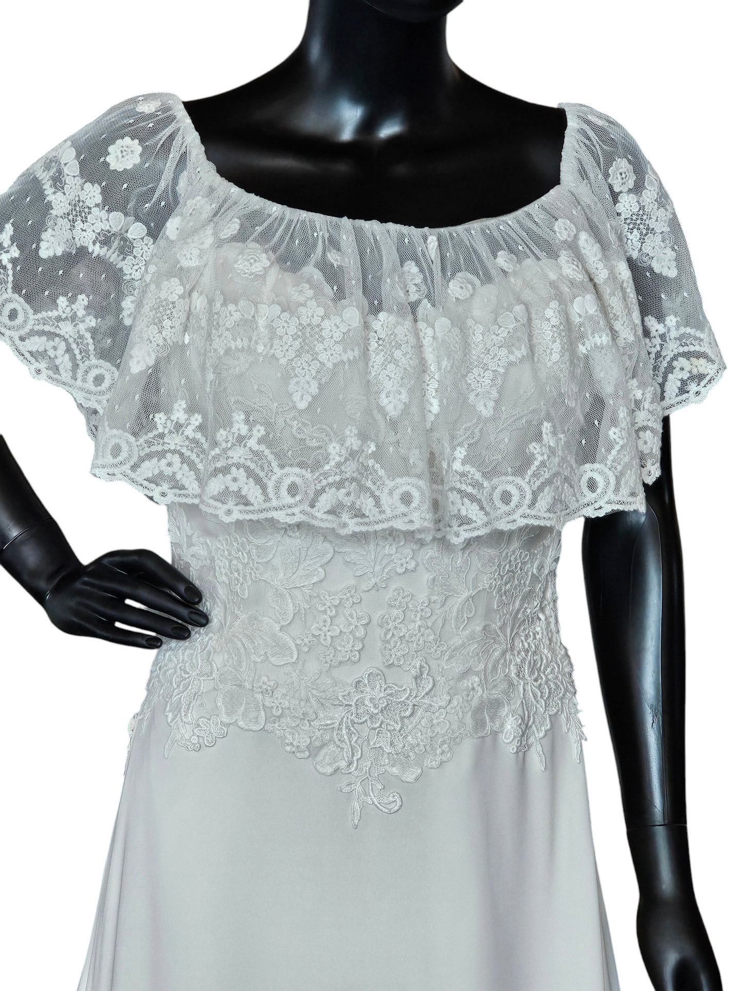 Lillian West Flutter Lace 6479LND Wedding Gown