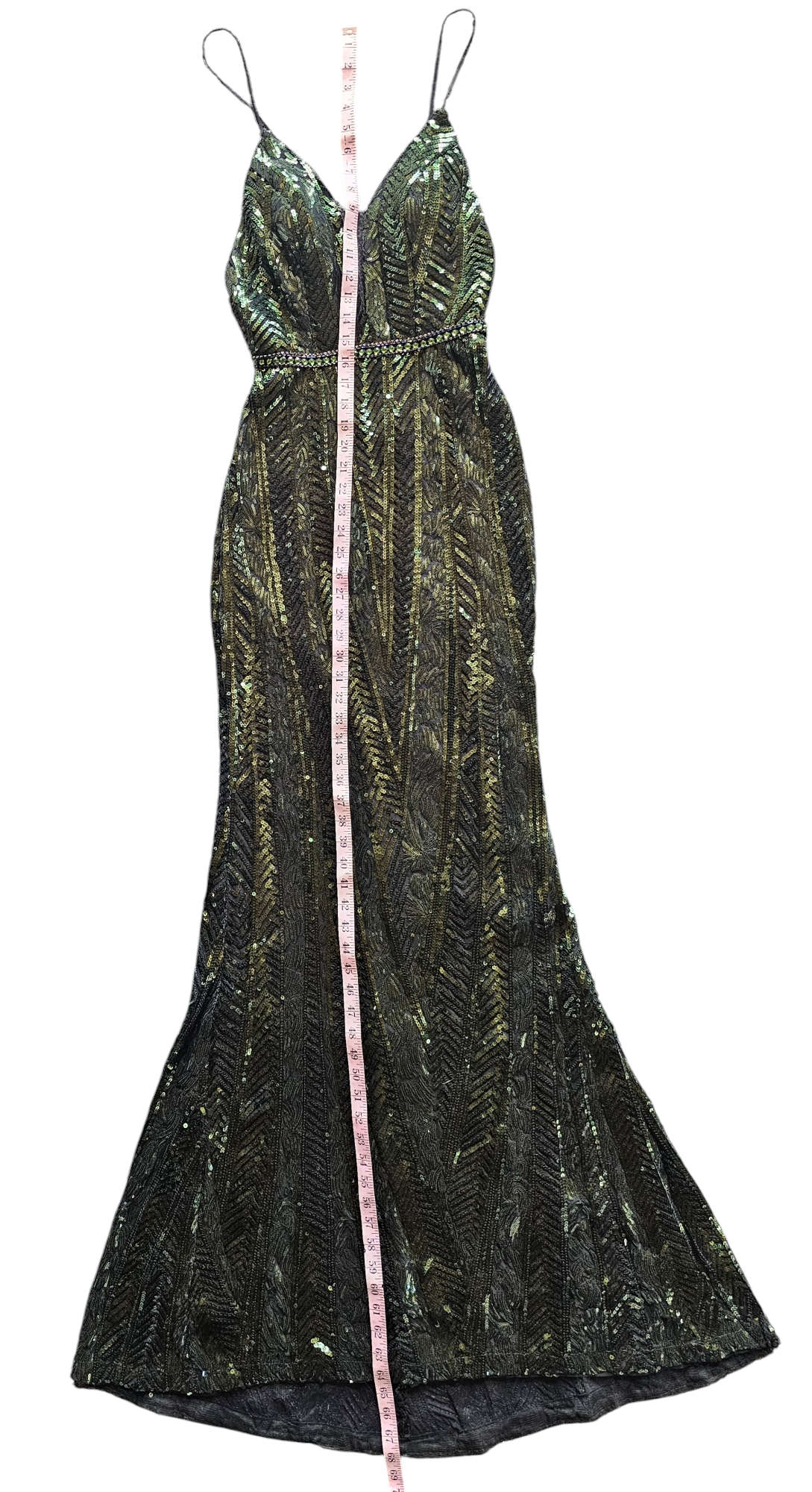 Art Deco Green Sequin Party/Prom Formal Gown - Faviana