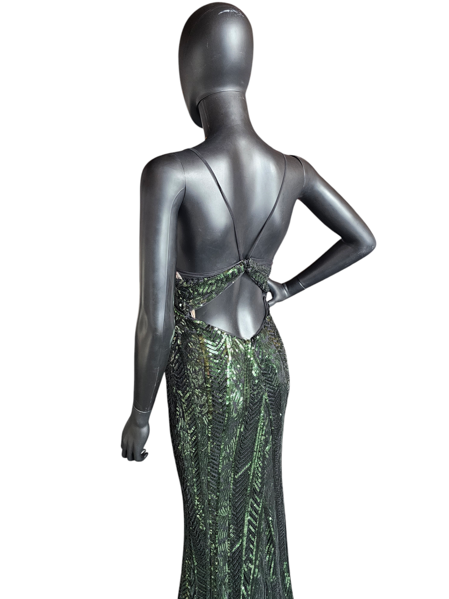 Art Deco Green Sequin Party/Prom Formal Gown - Faviana