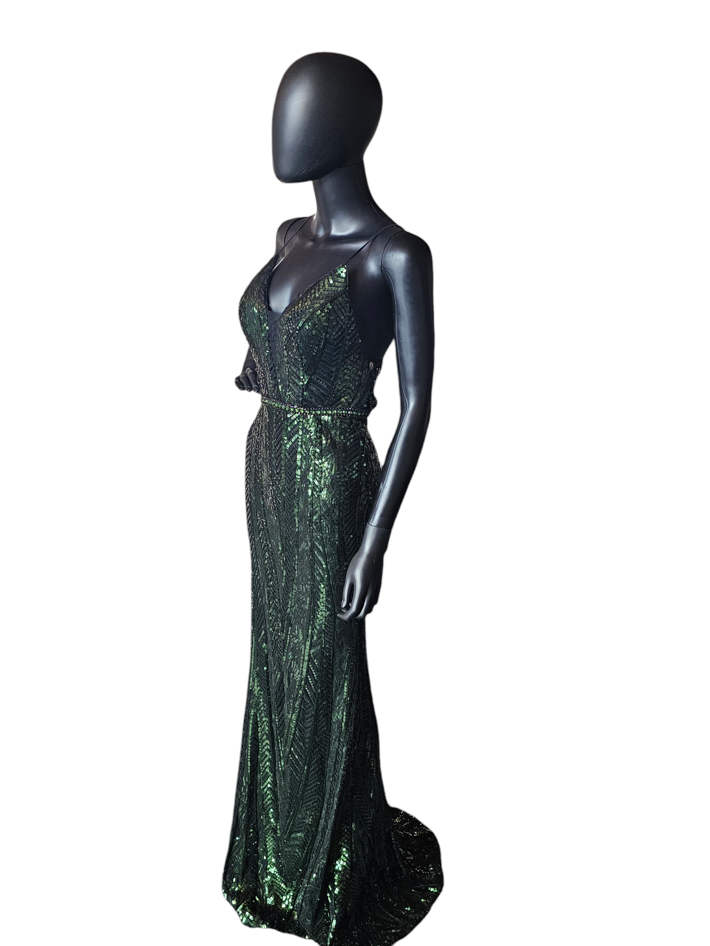 Art Deco Green Sequin Party/Prom Formal Gown - Faviana