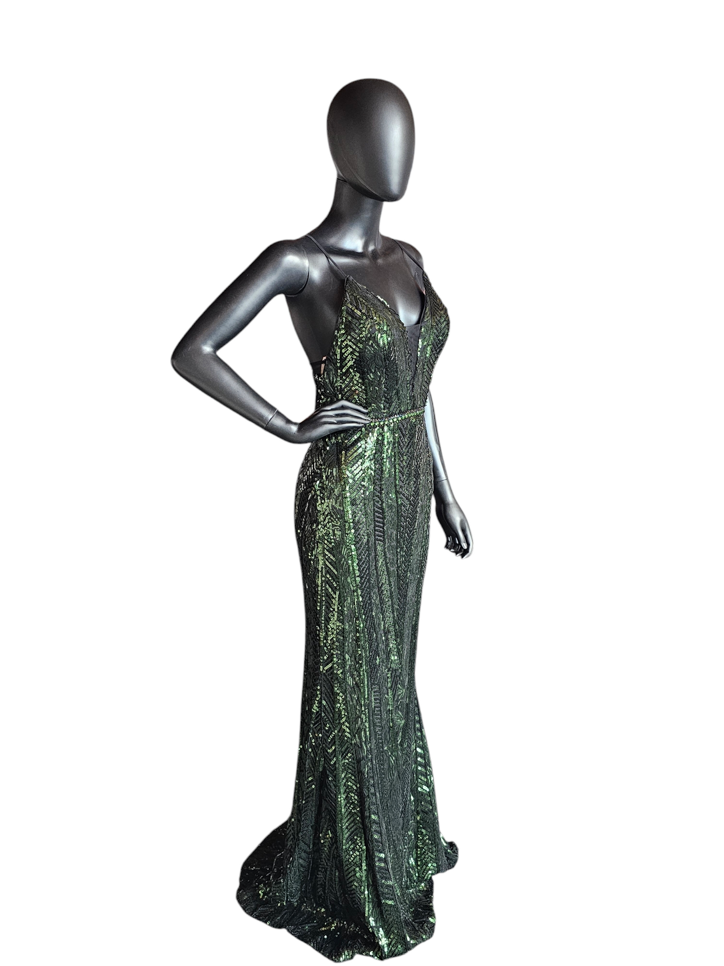 Art Deco Green Sequin Party/Prom Formal Gown - Faviana