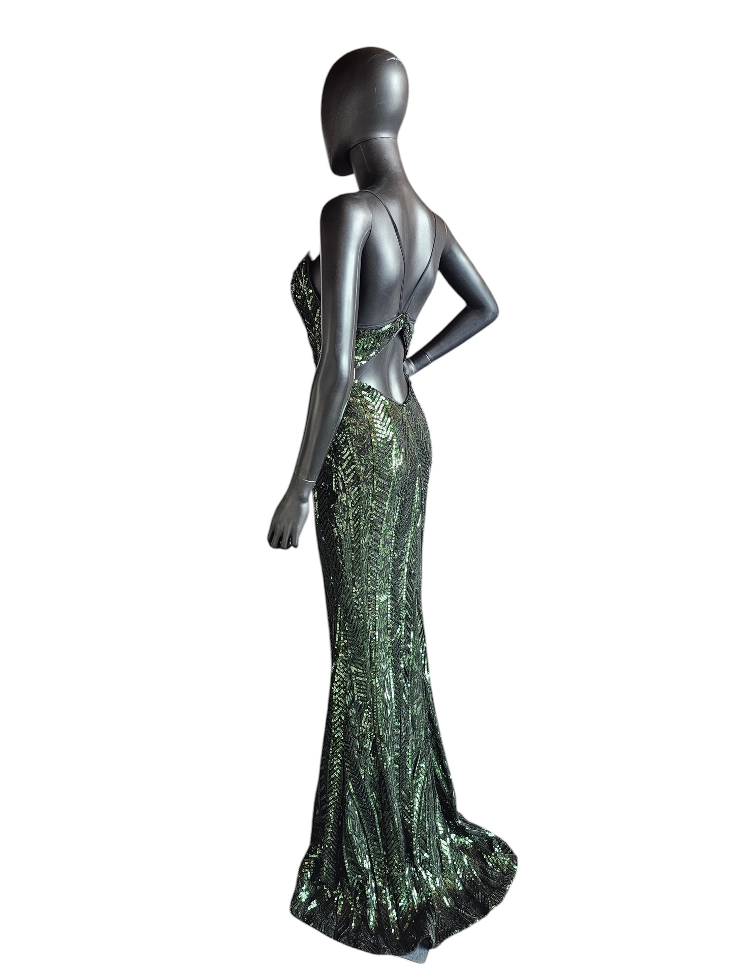 Art Deco Green Sequin Party/Prom Formal Gown - Faviana