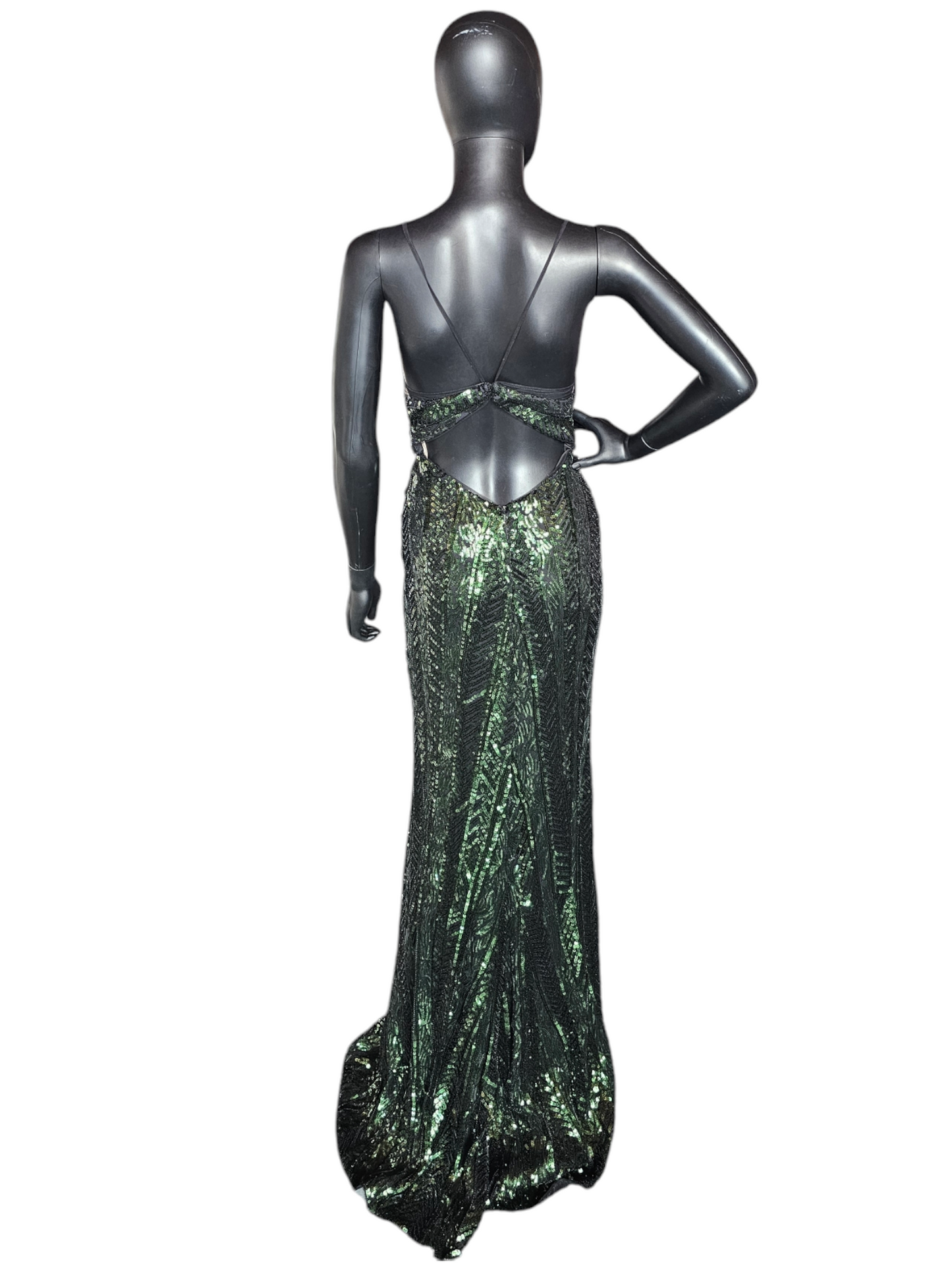 Art Deco Green Sequin Party/Prom Formal Gown - Faviana