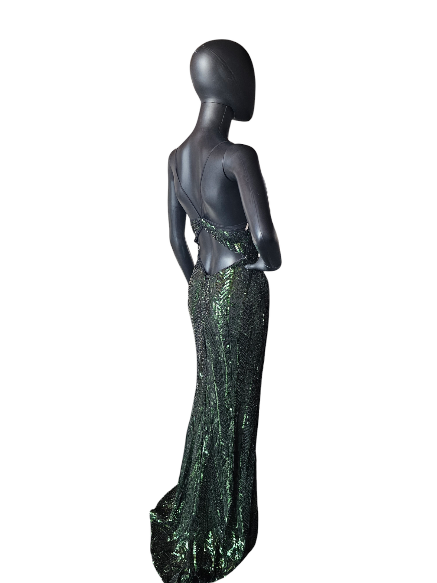 Art Deco Green Sequin Party/Prom Formal Gown - Faviana