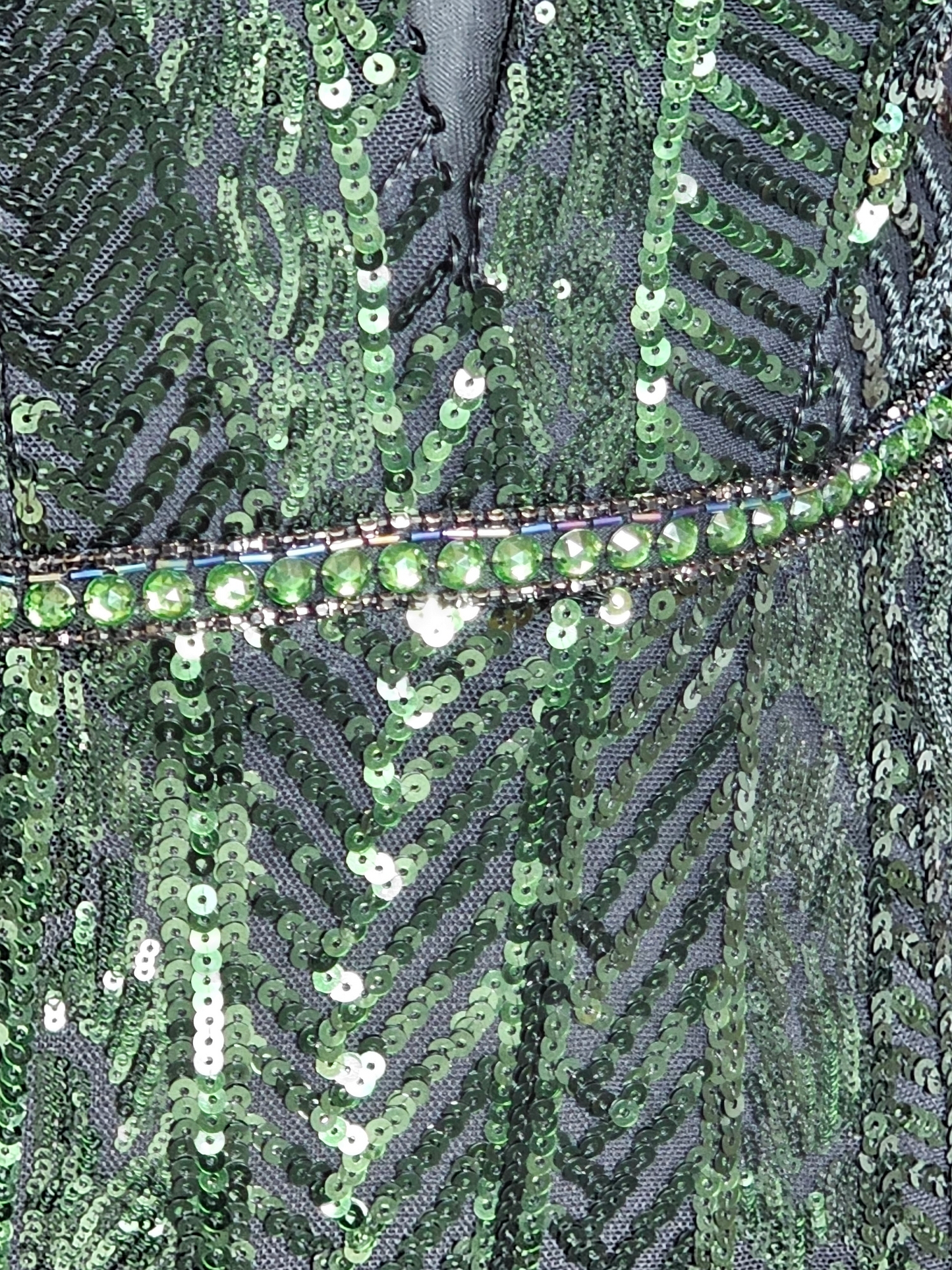 Art Deco Green Sequin Party/Prom Formal Gown - Faviana