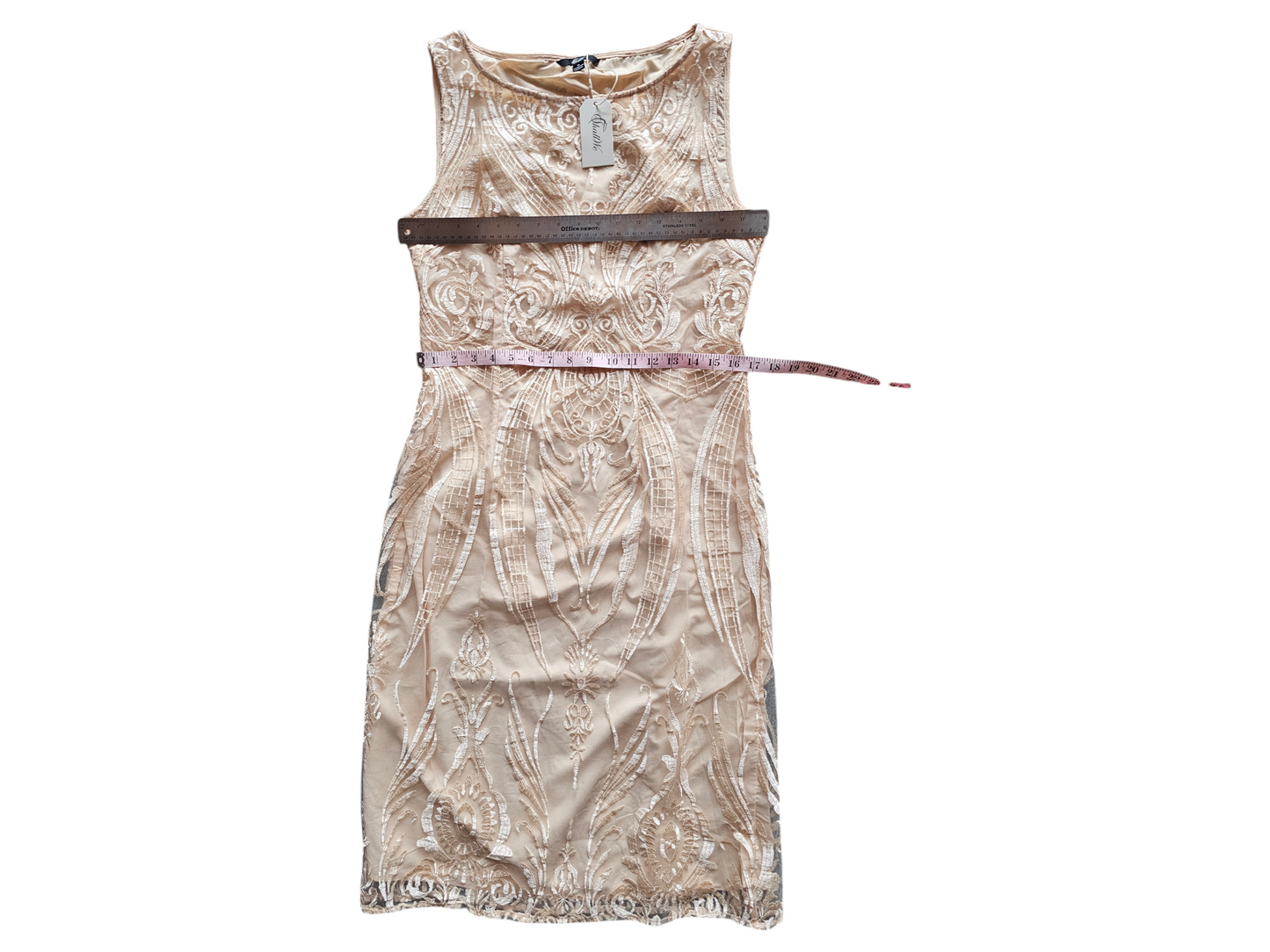 Peach Embroidered Overlay Cocktail/Party Dress - Shall We - NWT