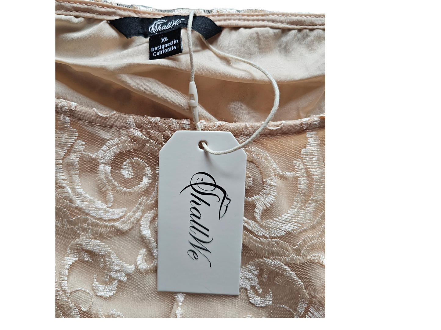 Peach Embroidered Overlay Cocktail/Party Dress - Shall We - NWT