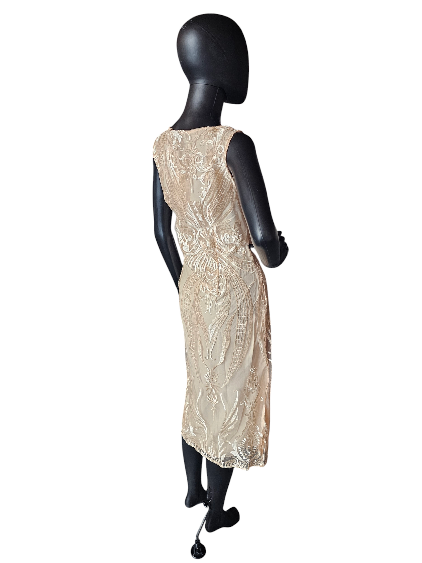 Peach Embroidered Overlay Cocktail/Party Dress - Shall We - NWT