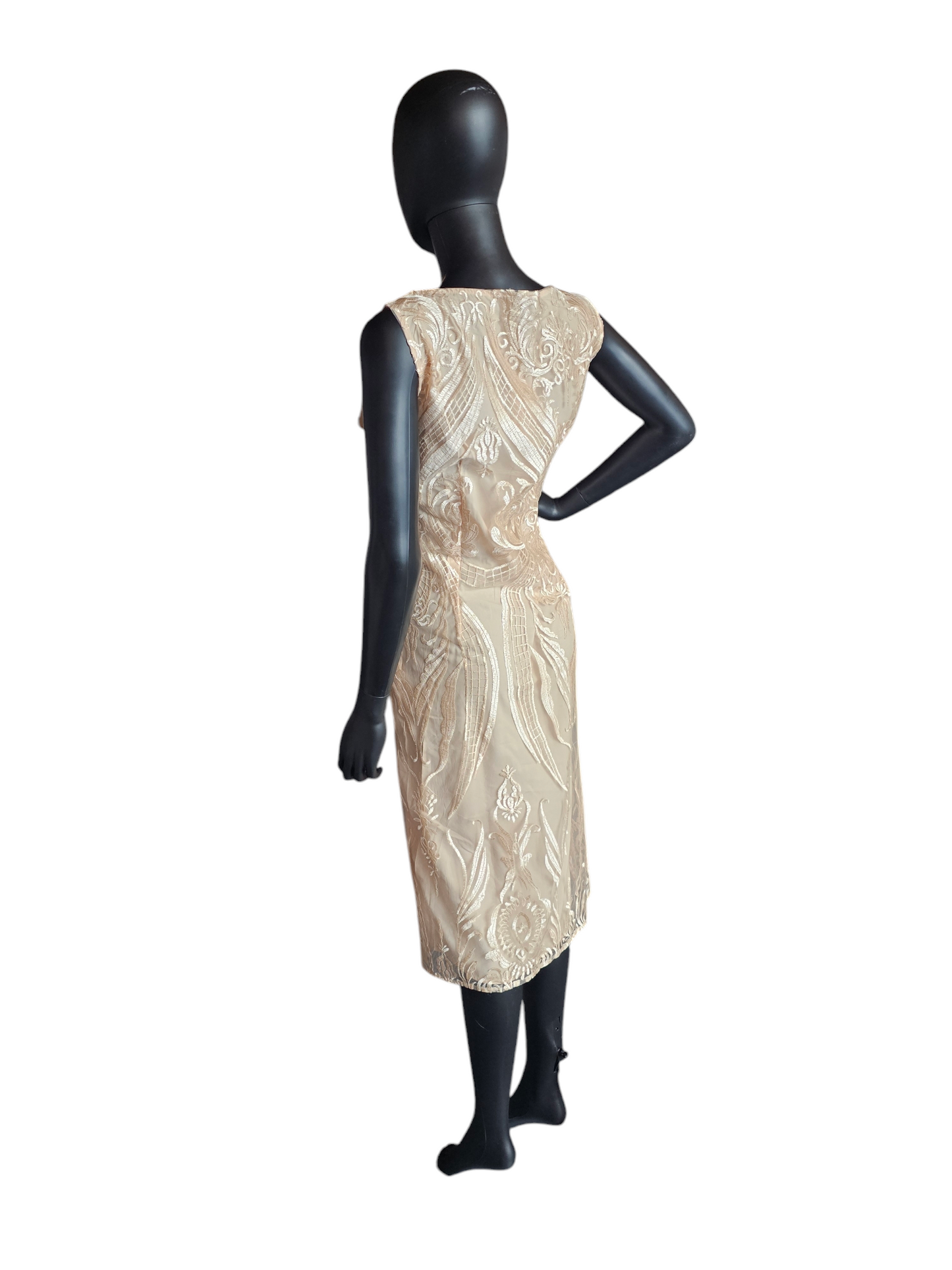 Peach Embroidered Overlay Cocktail/Party Dress - Shall We - NWT