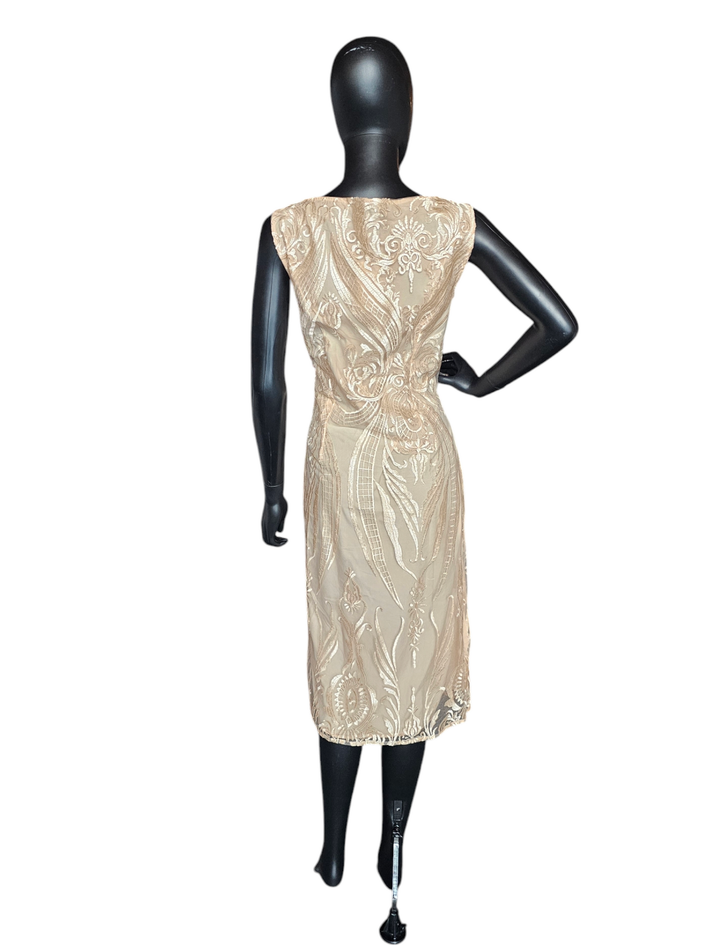 Peach Embroidered Overlay Cocktail/Party Dress - Shall We - NWT