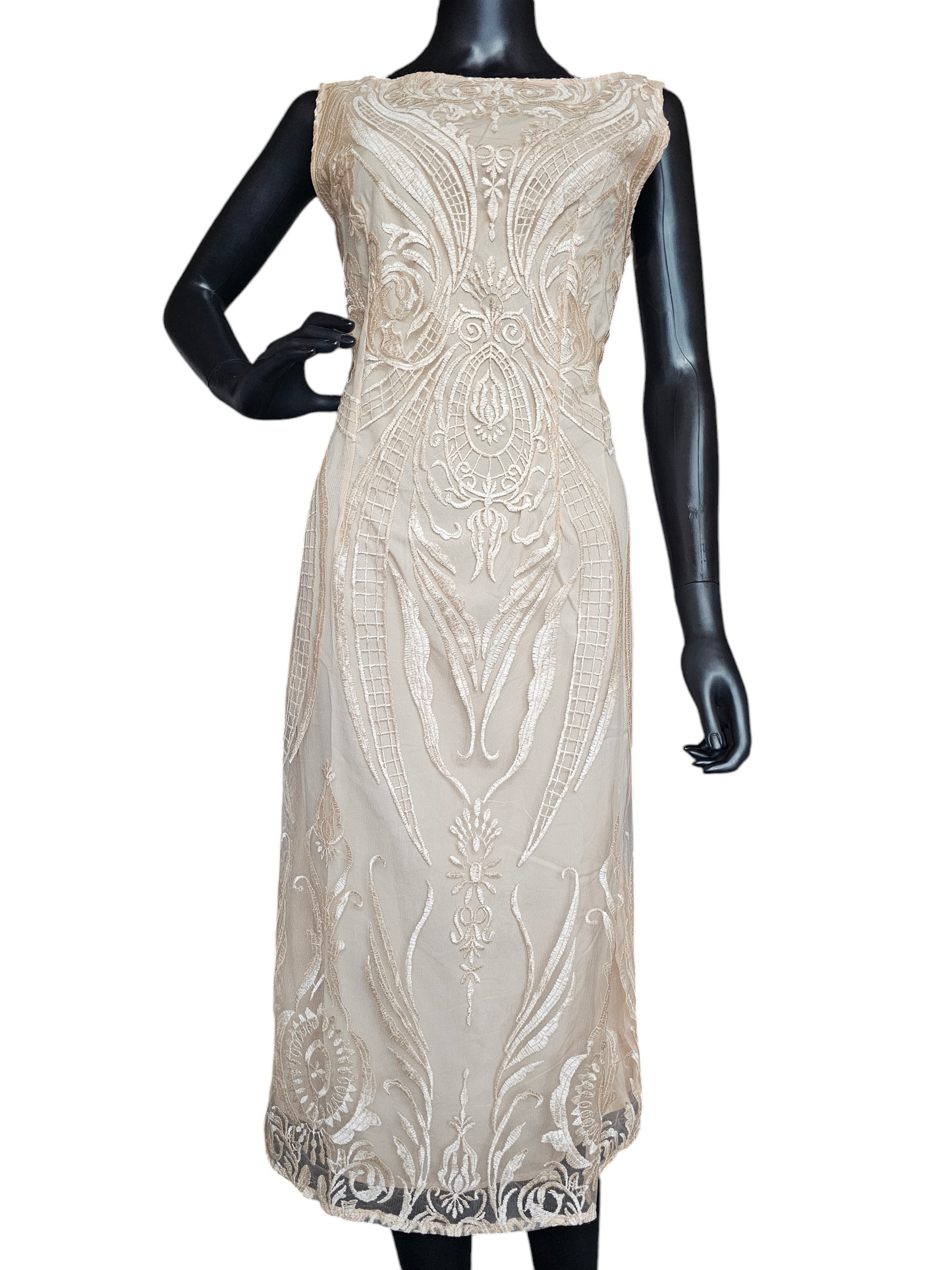 Peach Embroidered Overlay Cocktail/Party Dress - Shall We - NWT