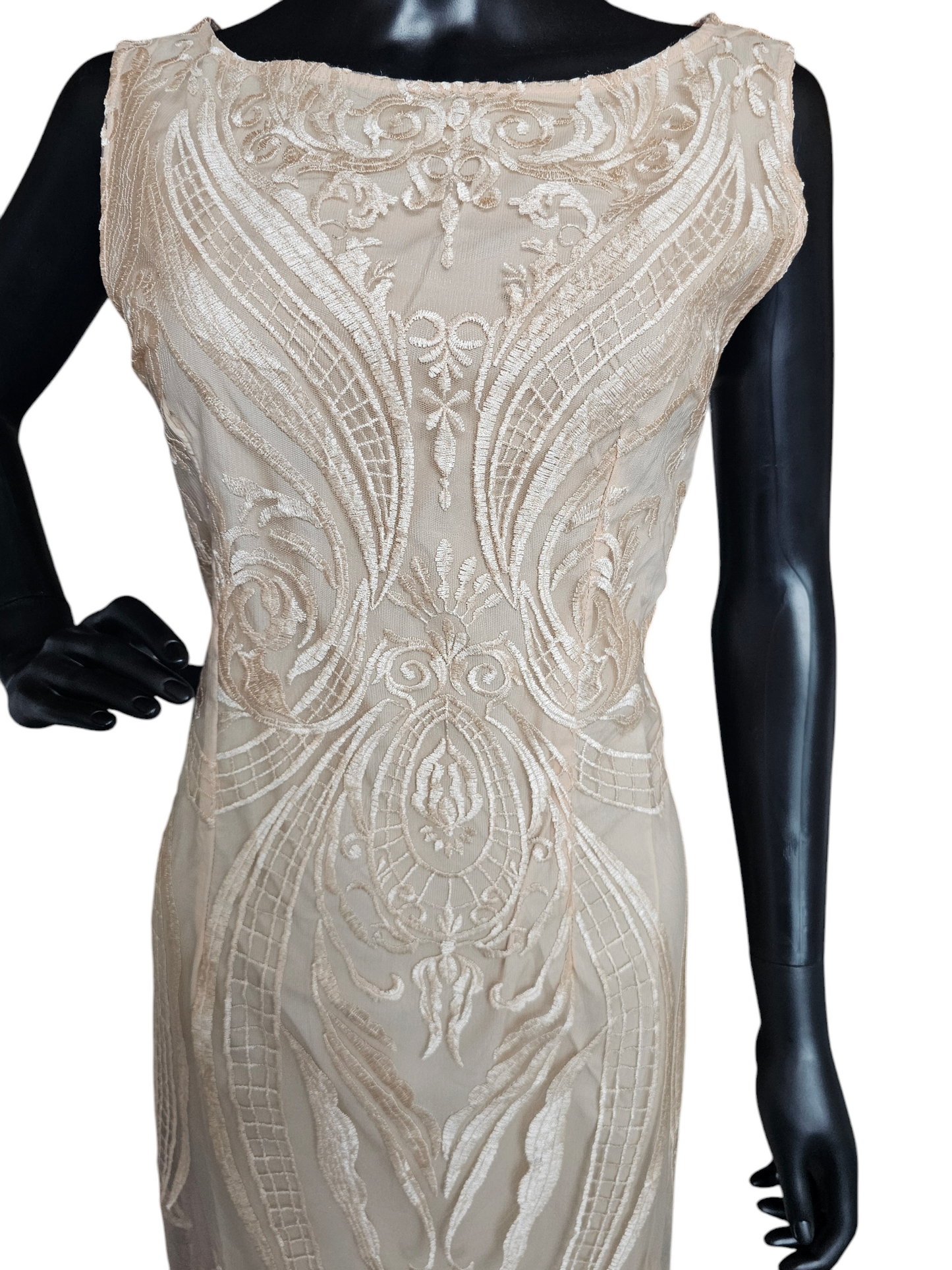 Peach Embroidered Overlay Cocktail/Party Dress - Shall We - NWT