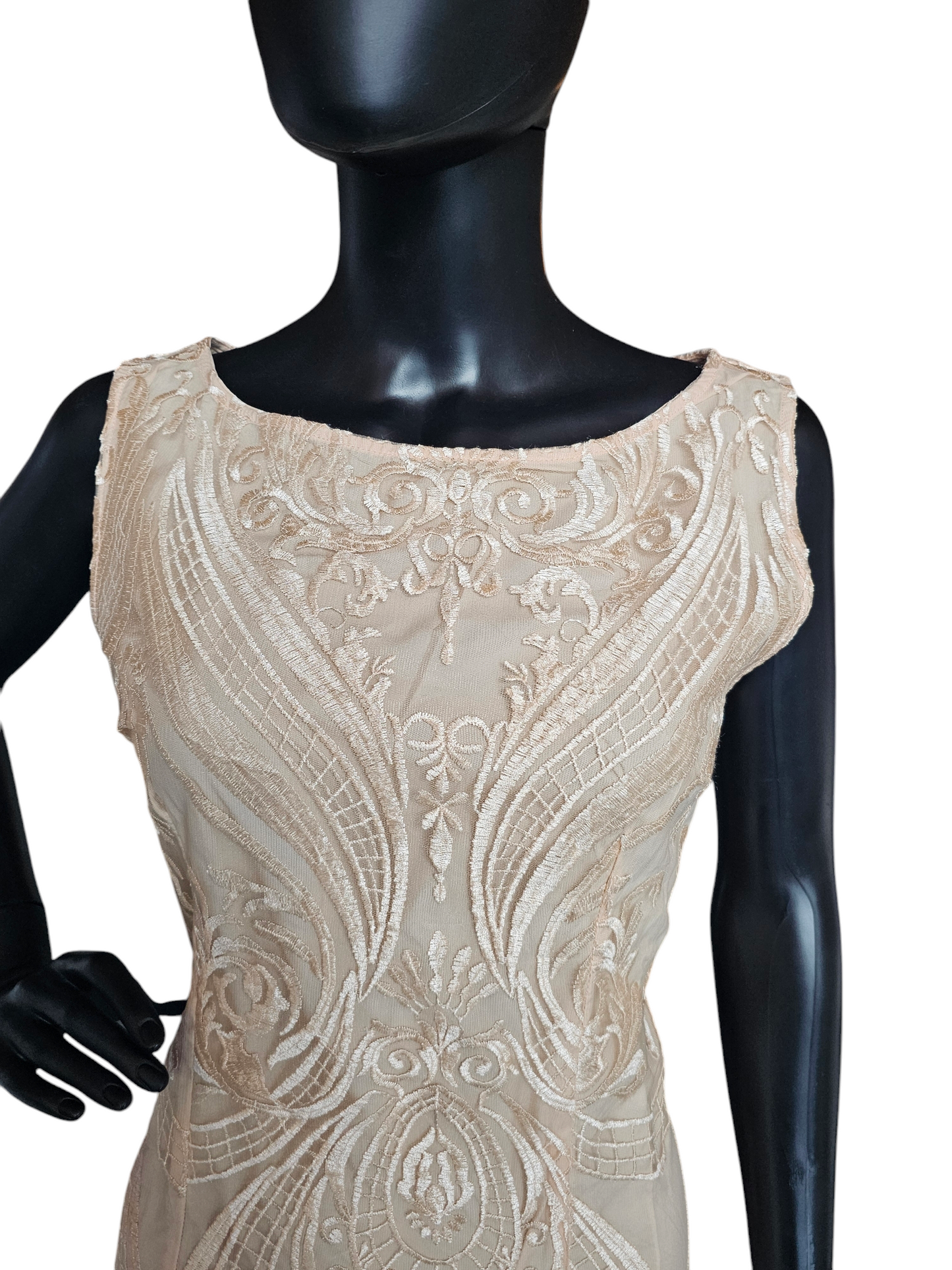 Peach Embroidered Overlay Cocktail/Party Dress - Shall We - NWT