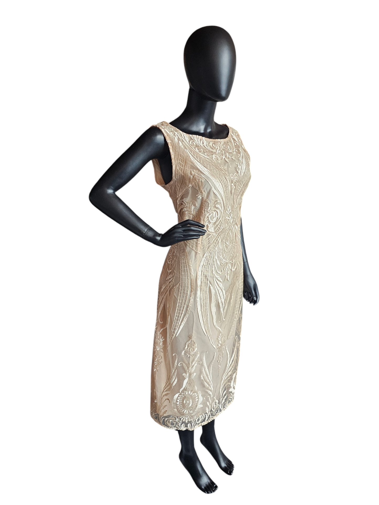 Peach Embroidered Overlay Cocktail/Party Dress - Shall We - NWT