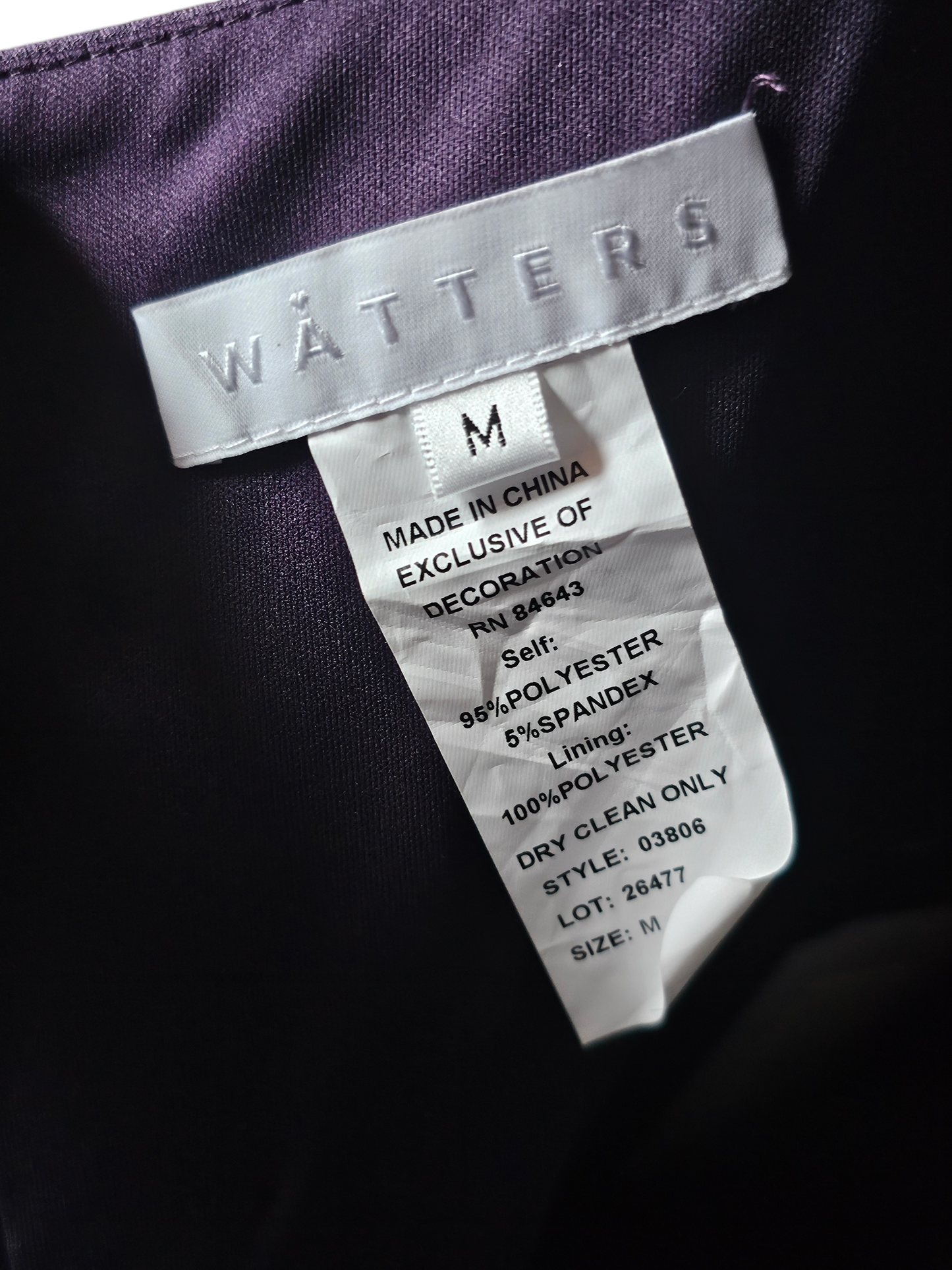 Watters Amethyst Fitted Square Neckline Formal Dress - NWOT