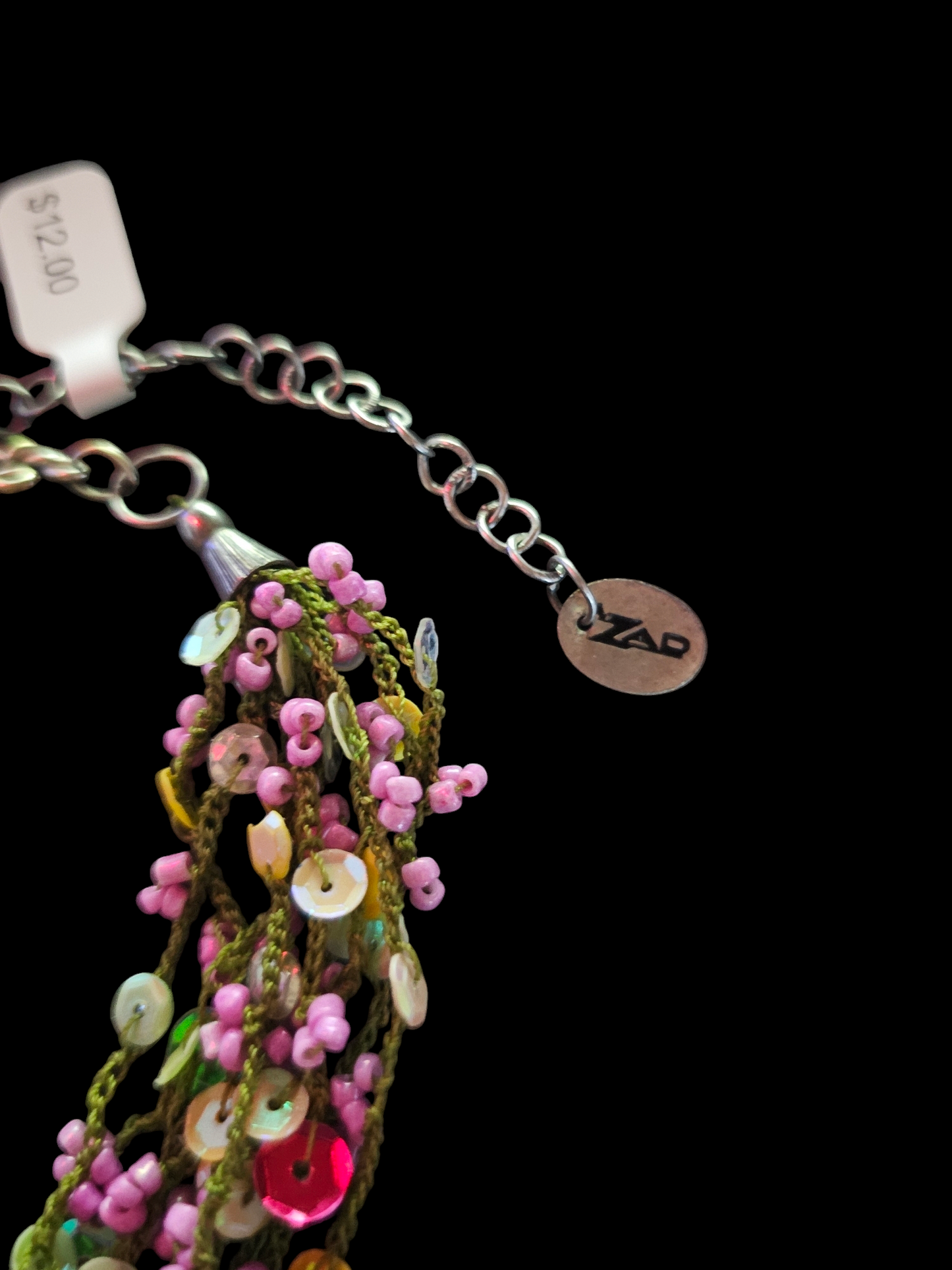 Crochet Bead Pink/Green/Yellow Necklace