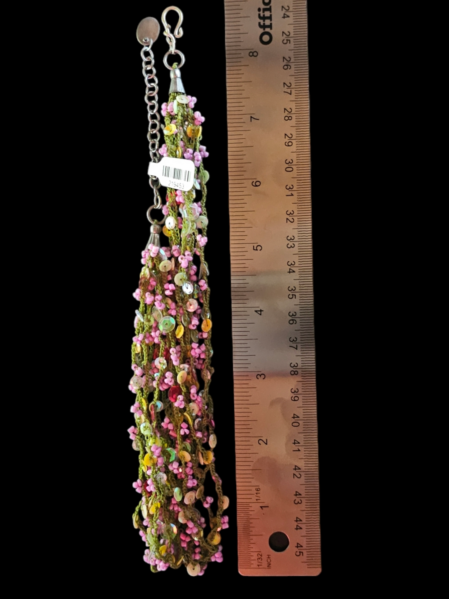 Crochet Bead Pink/Green/Yellow Necklace