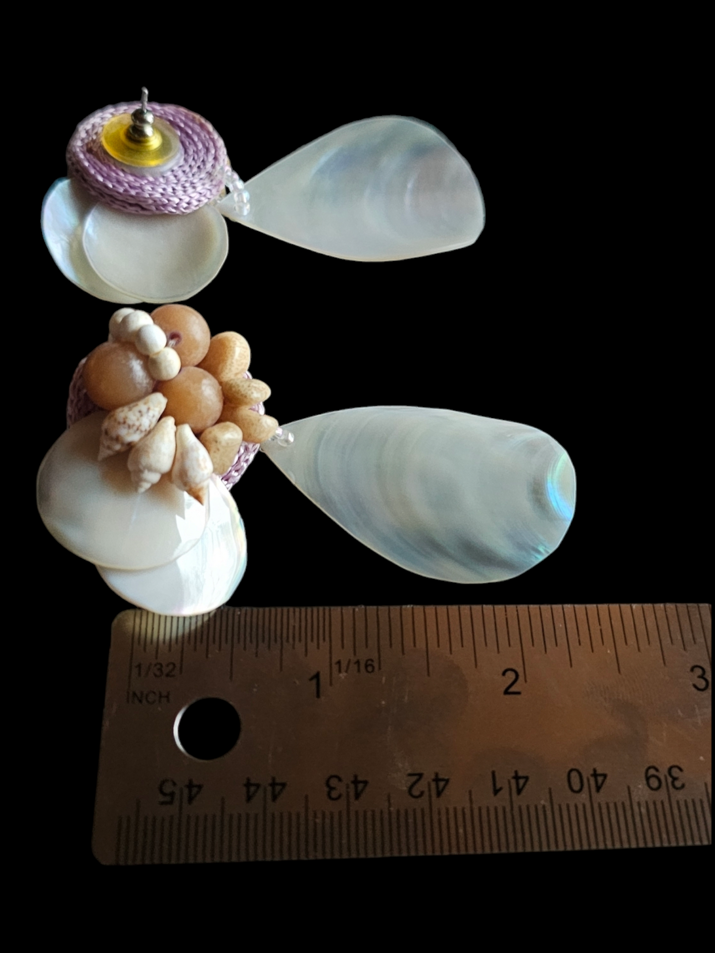 Shell/Lavender Collar Necklace/Earring Set