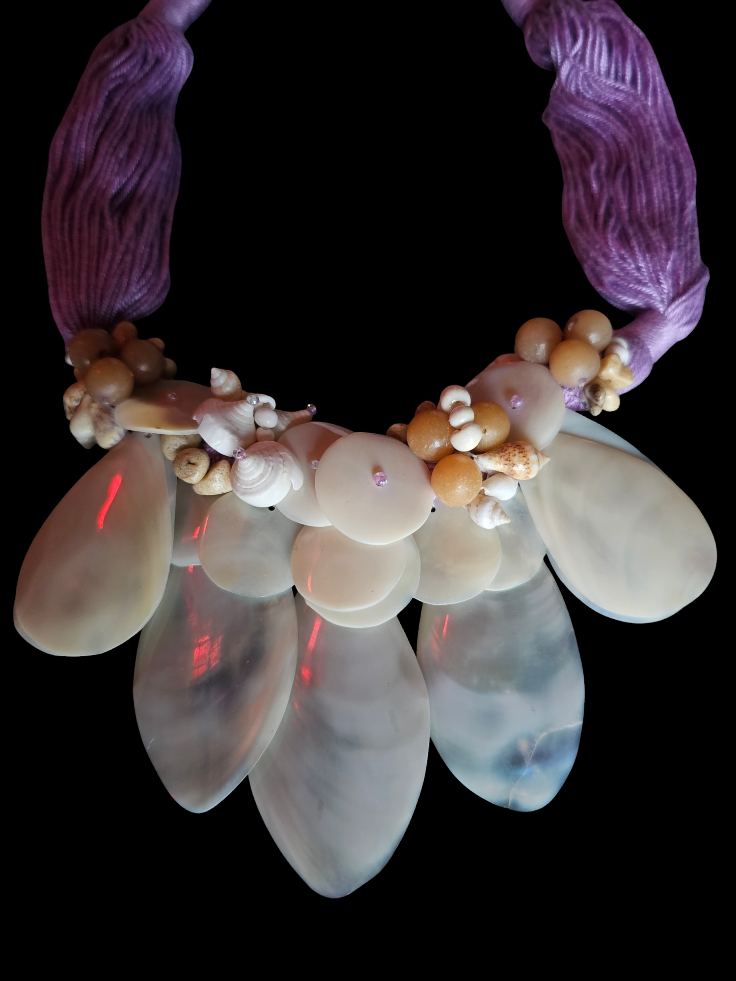 Shell/Lavender Collar Necklace/Earring Set