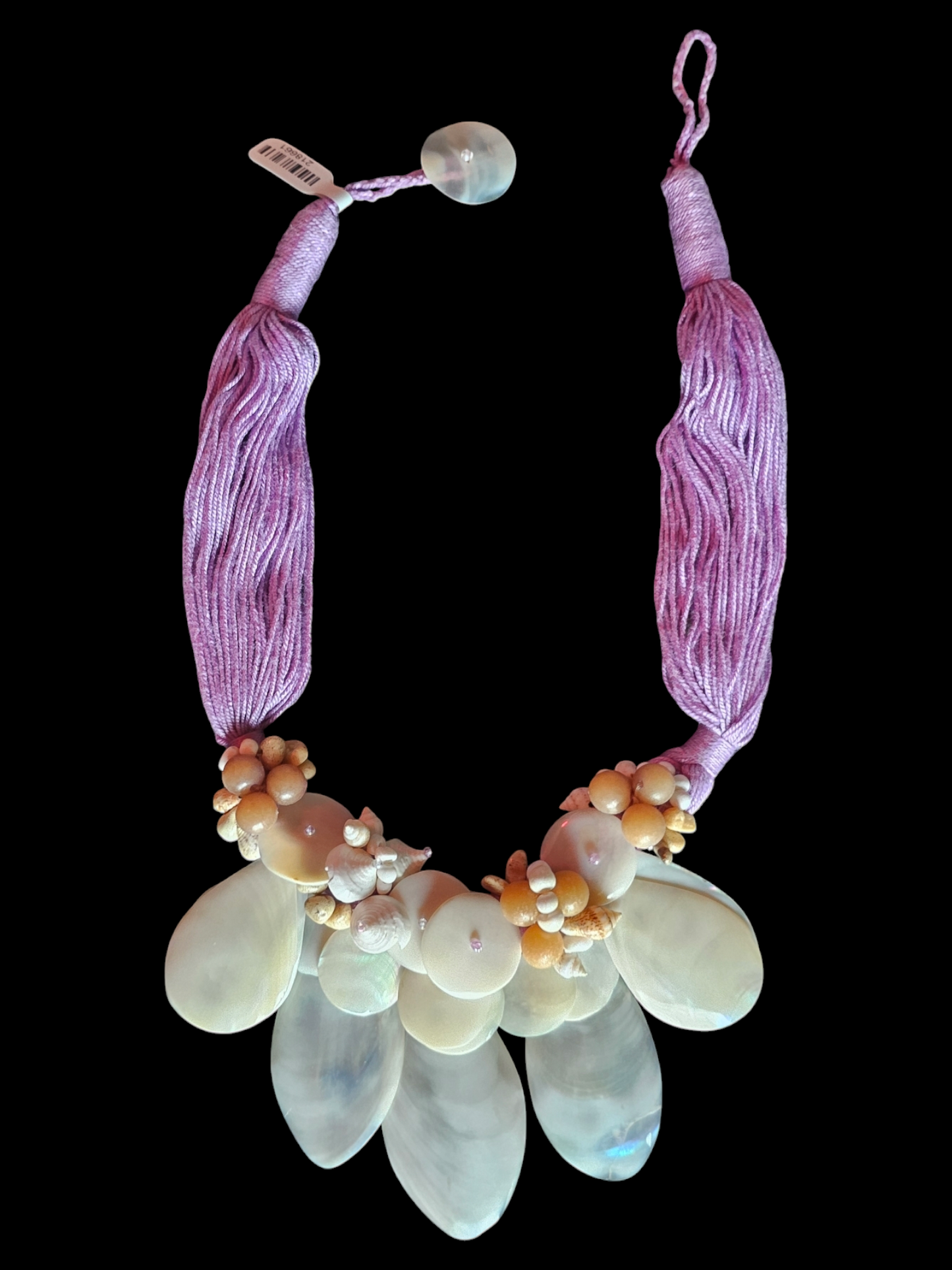 Shell/Lavender Collar Necklace/Earring Set