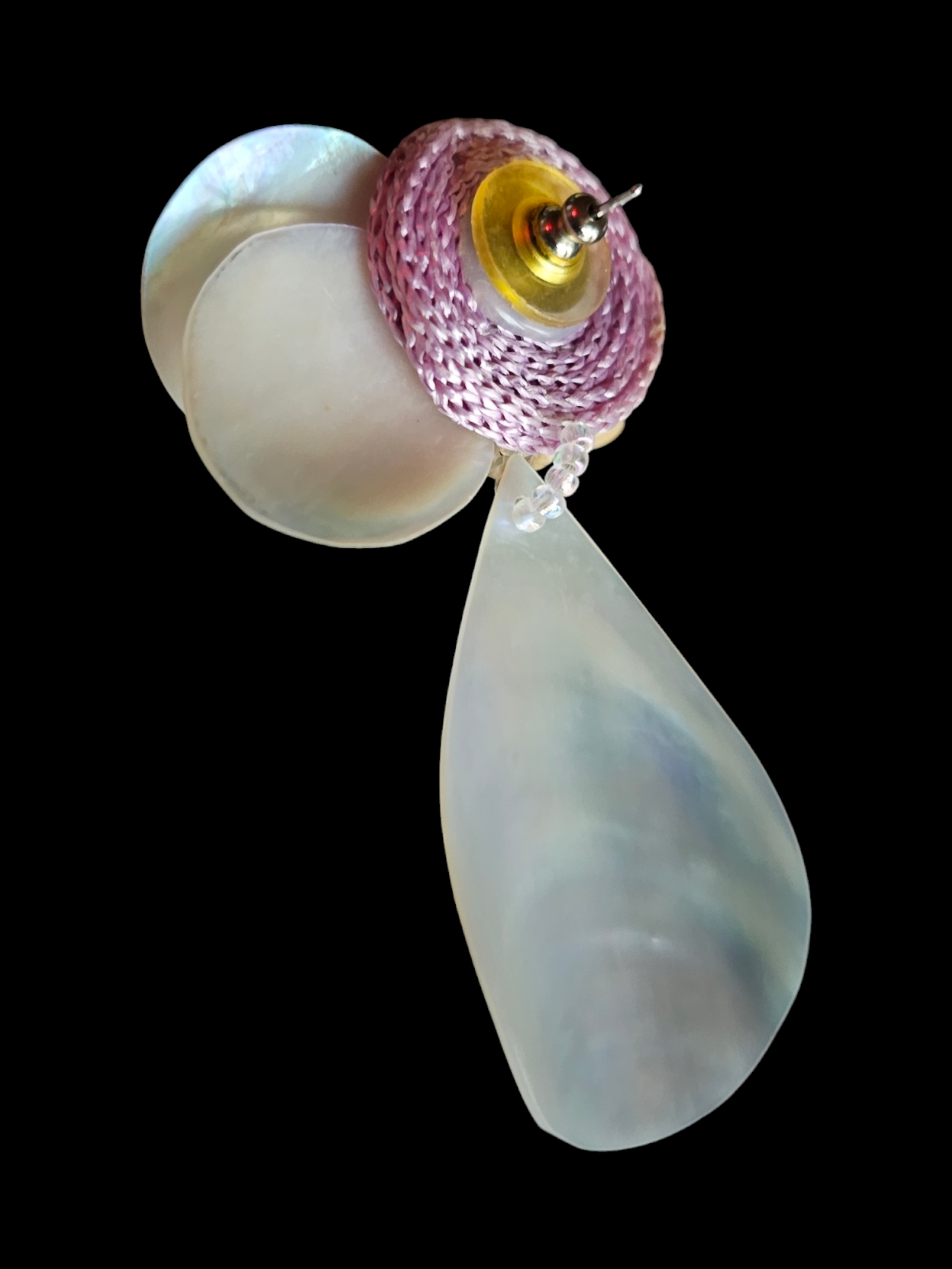 Shell/Lavender Collar Necklace/Earring Set