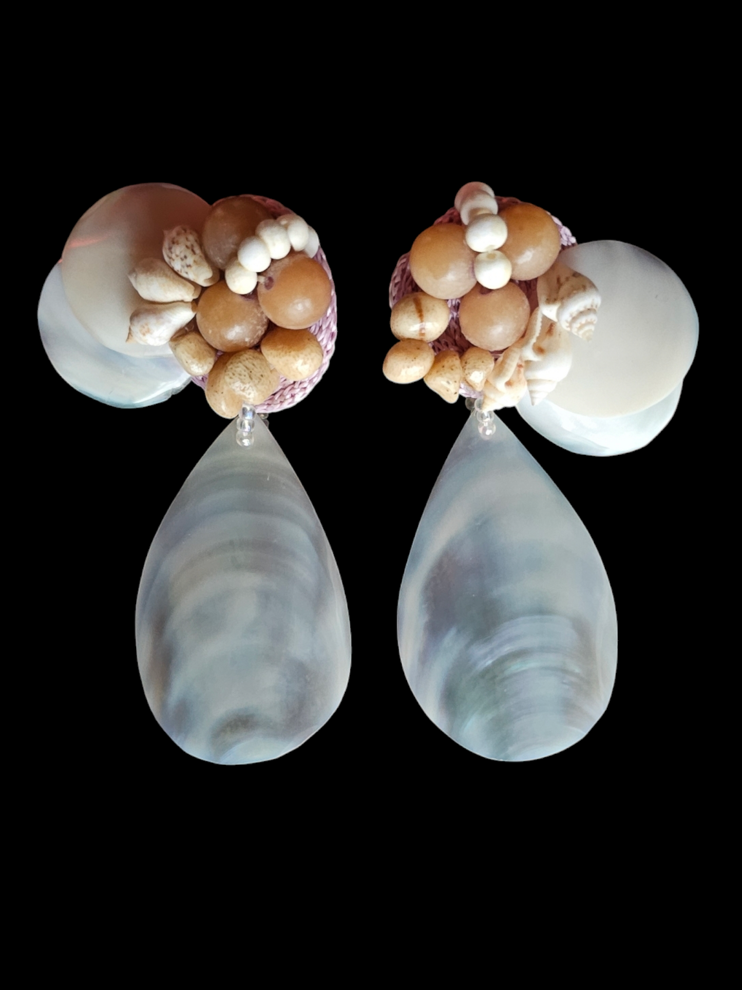 Shell/Lavender Collar Necklace/Earring Set