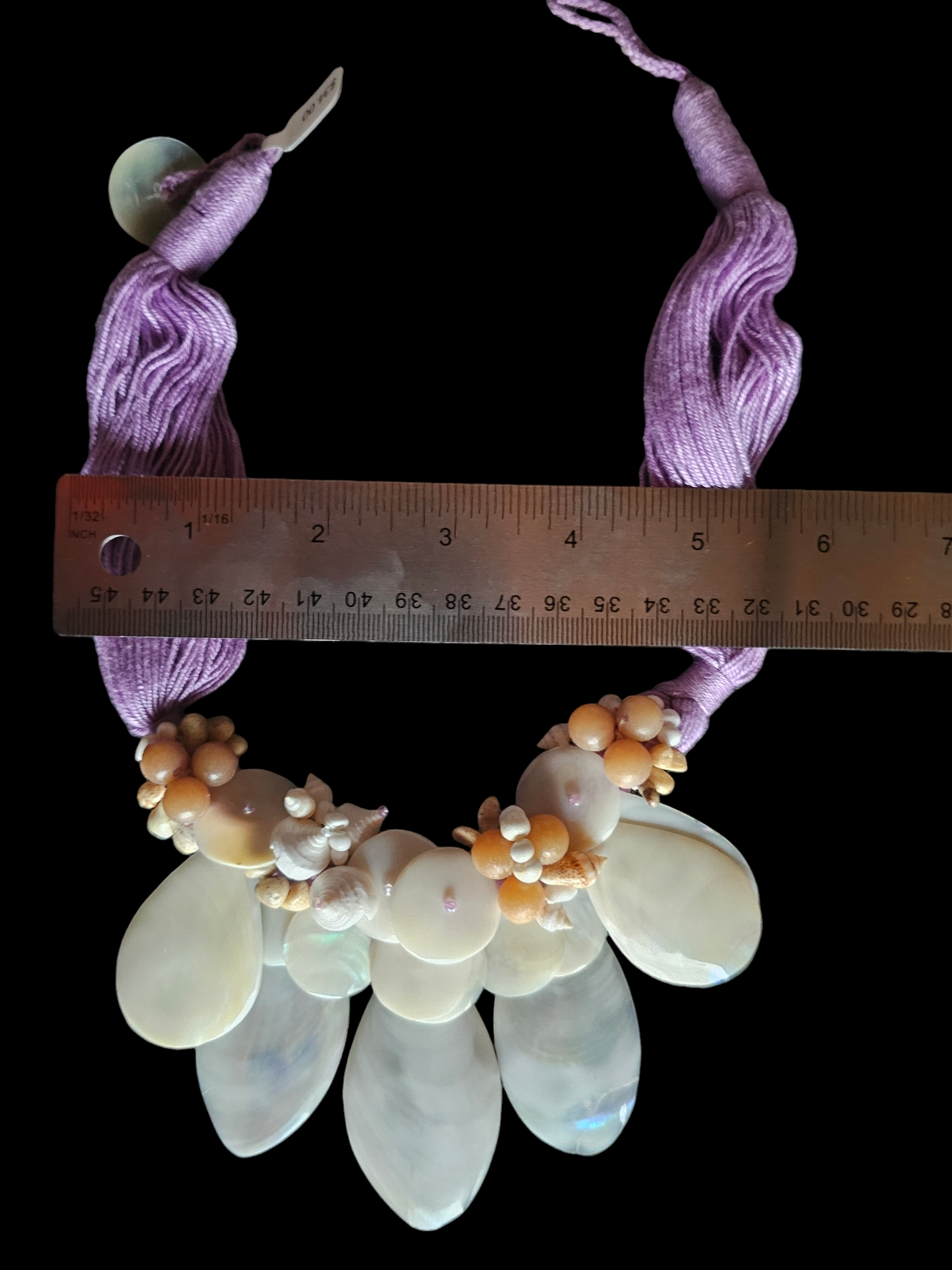 Shell/Lavender Collar Necklace/Earring Set