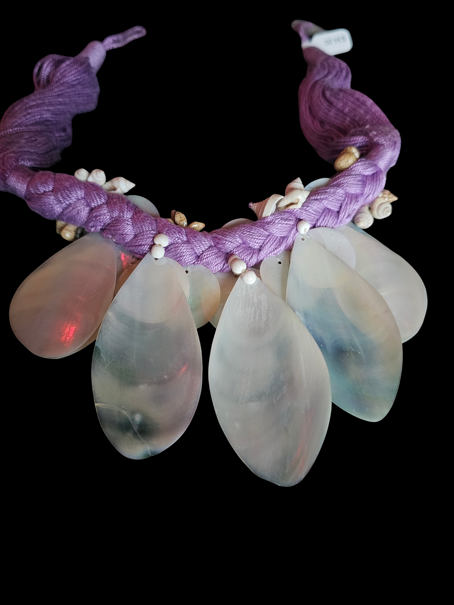 Shell/Lavender Collar Necklace/Earring Set