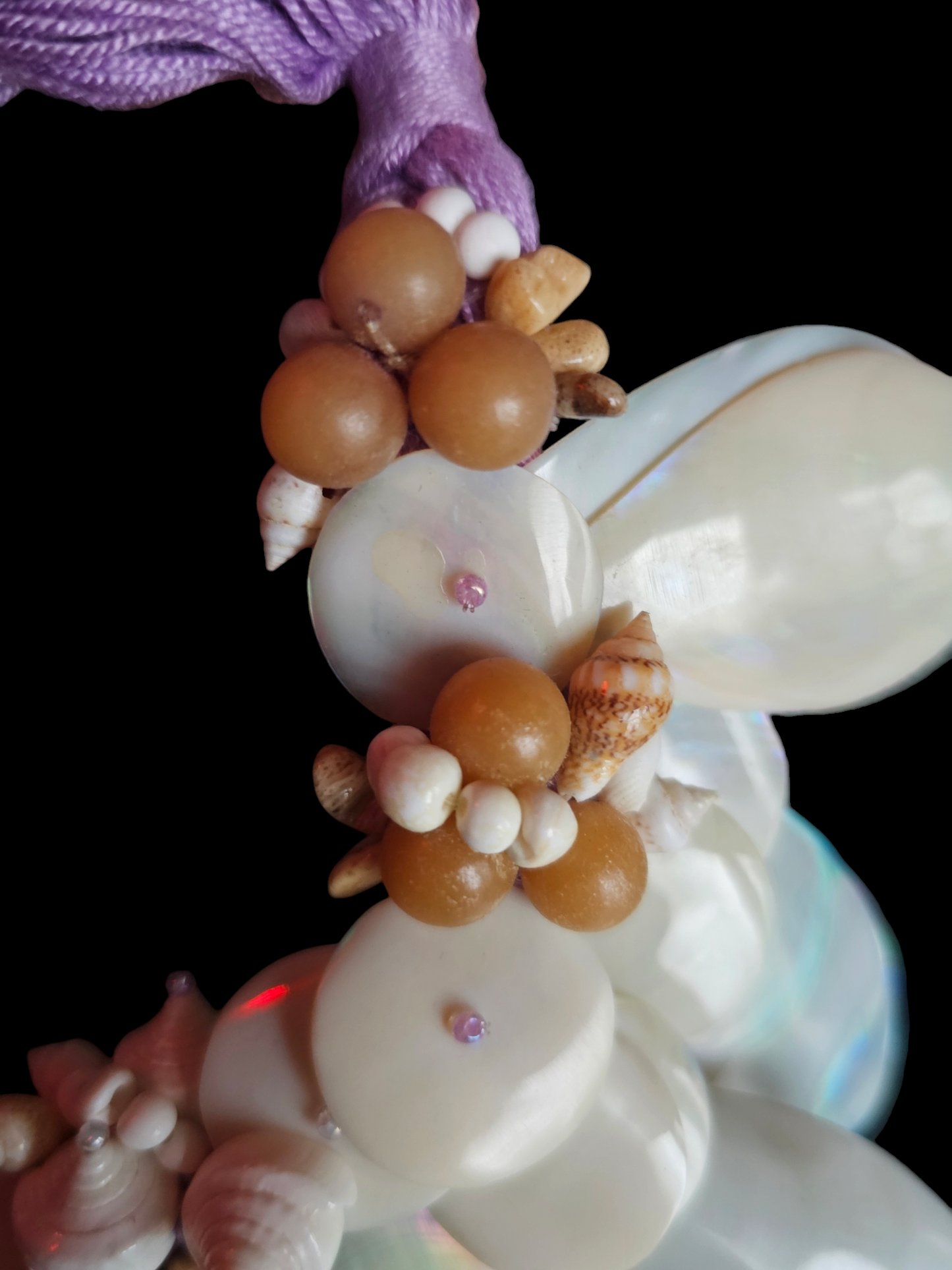 Shell/Lavender Collar Necklace/Earring Set