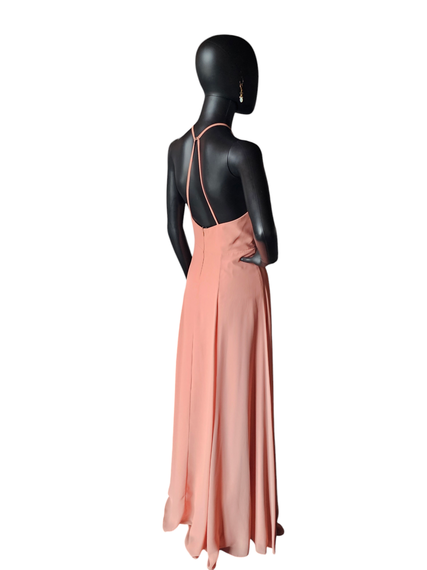 Jenny Yoo V-Neck Halter Back Sunset Chiffon Formal Gown