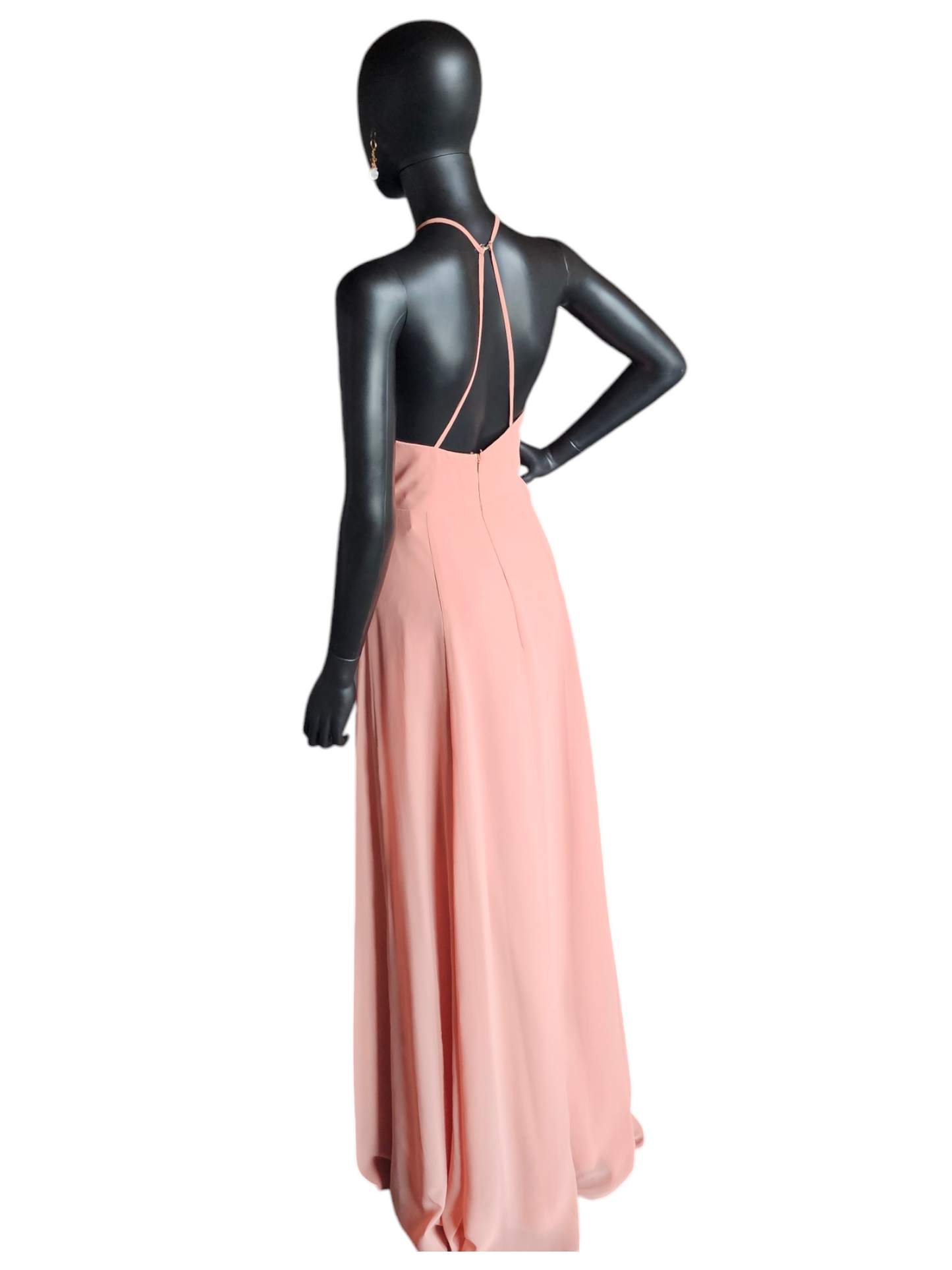 Jenny Yoo V-Neck Halter Back Sunset Chiffon Formal Gown