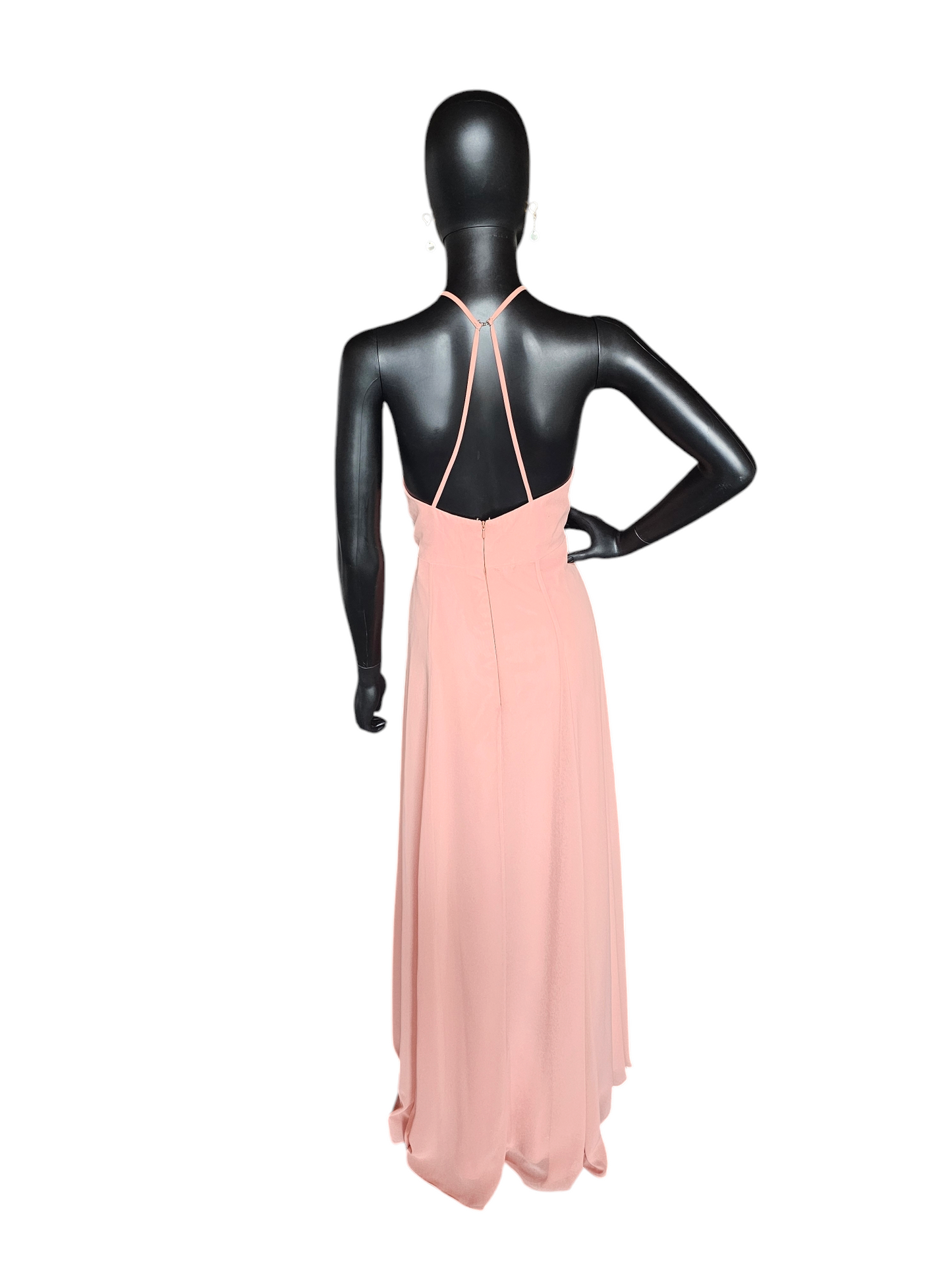 Jenny Yoo V-Neck Halter Back Sunset Chiffon Formal Gown