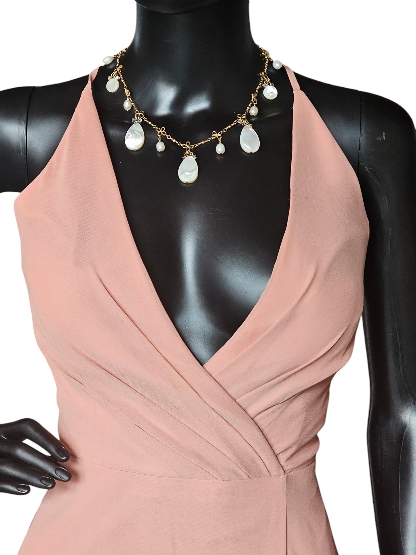 Jenny Yoo V-Neck Halter Back Sunset Chiffon Formal Gown