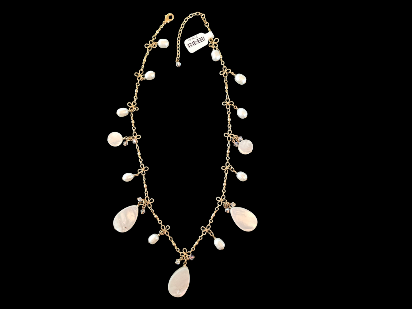 Gold Filigree Freshwater Pearl/Mother of Pearl Necklace/Earring Set