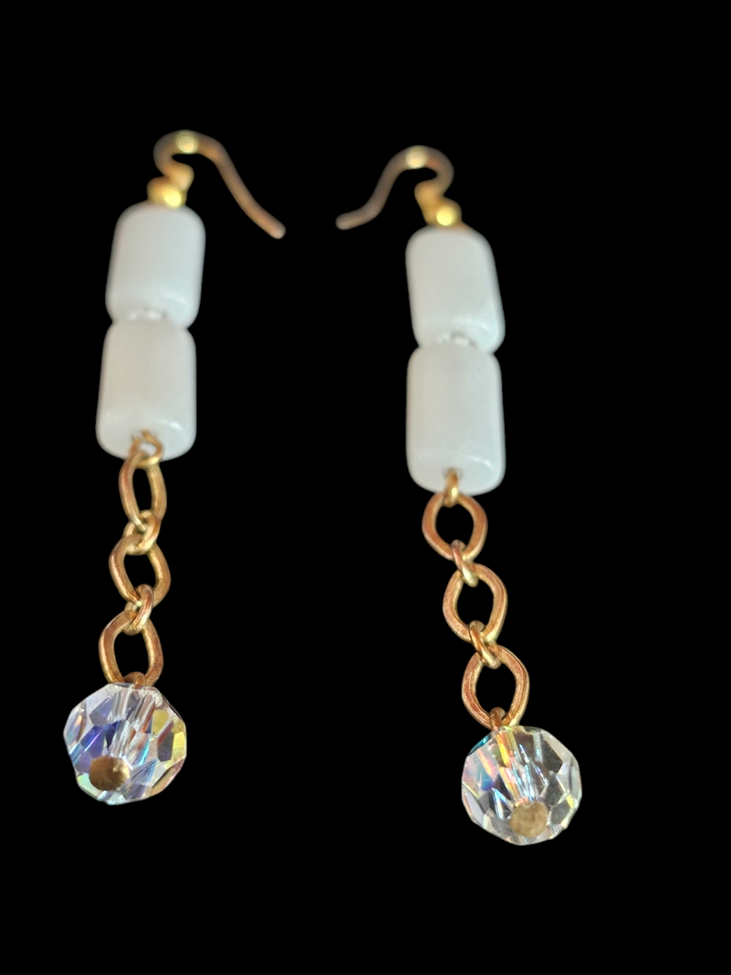 White Quartz Long Dangle Hook Earring
