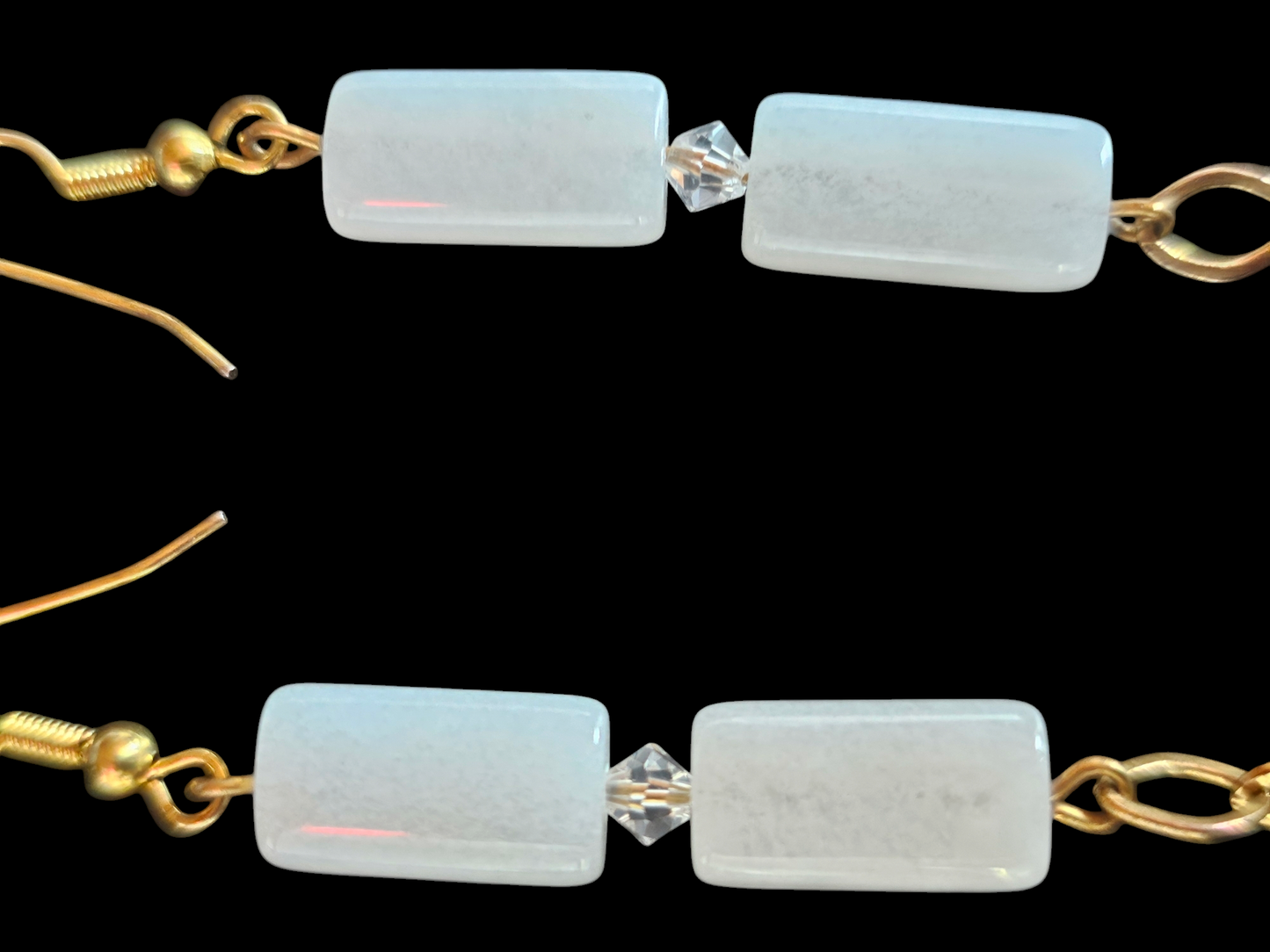 White Quartz Long Dangle Hook Earring