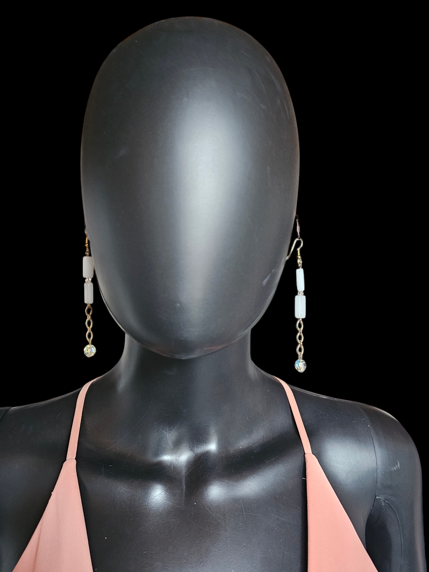 White Quartz Long Dangle Hook Earring