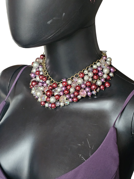 Purple Beaded Cluster Bib Necklace - Sequin/Nordstom