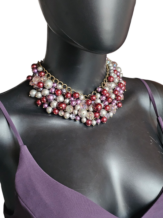 Purple Beaded Cluster Bib Necklace - Sequin/Nordstom